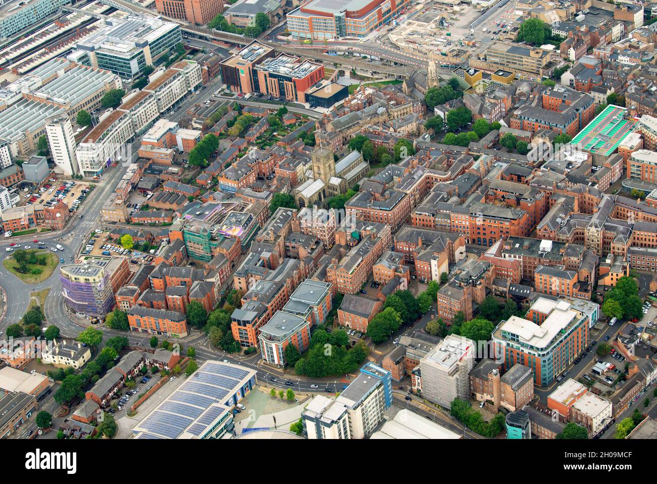 Aerial image of Nottingham City, Nottinghamshire England UK Stock Photo