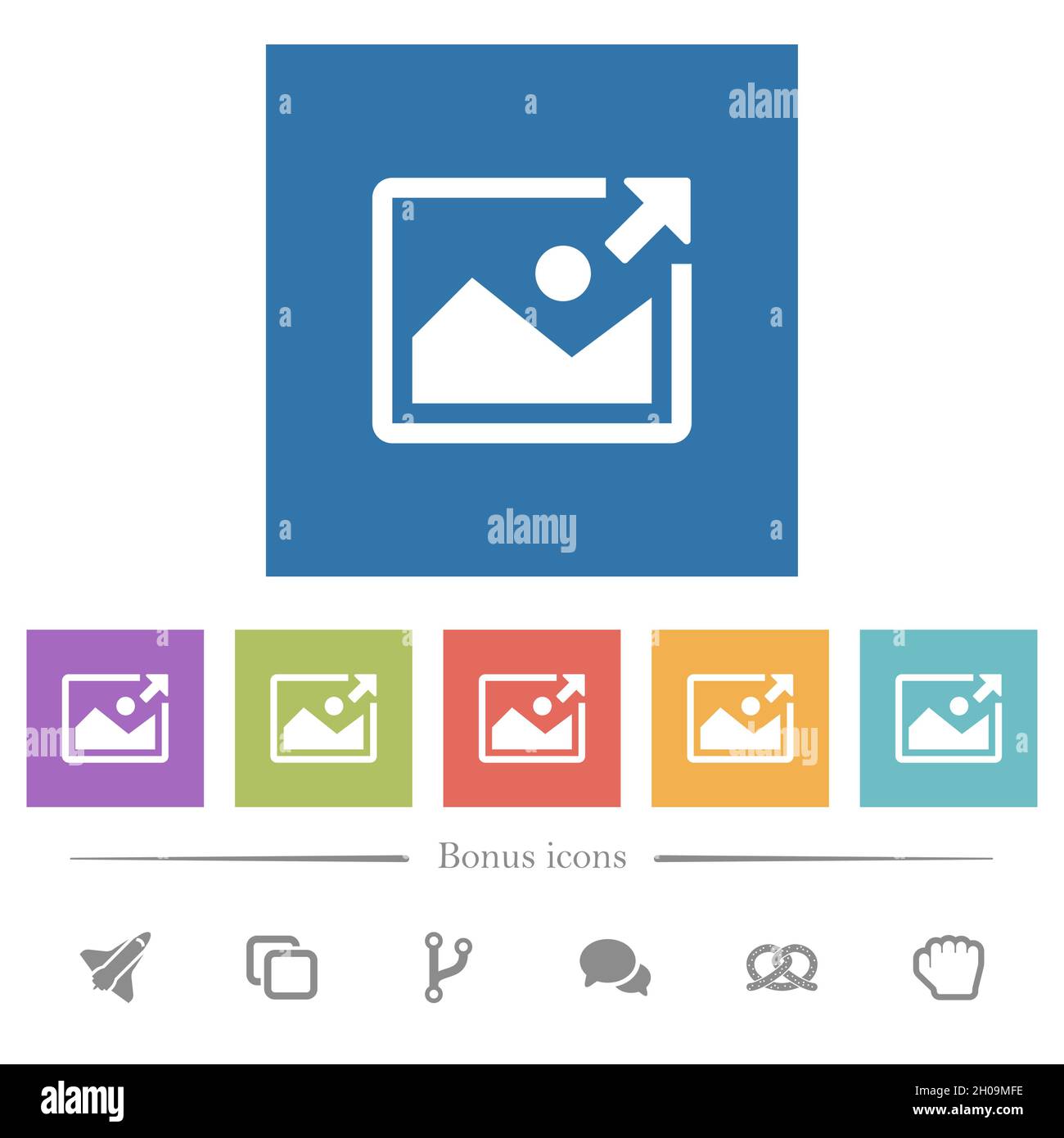 Export image flat white icons in square backgrounds. 6 bonus icons ...