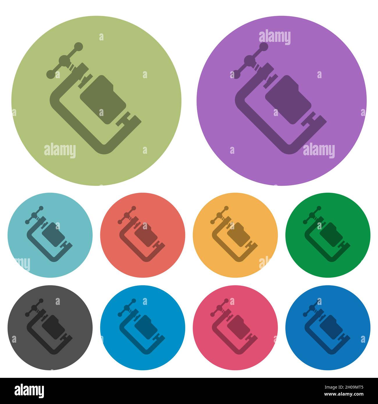 Folder compression solid darker flat icons on color round background Stock Vector