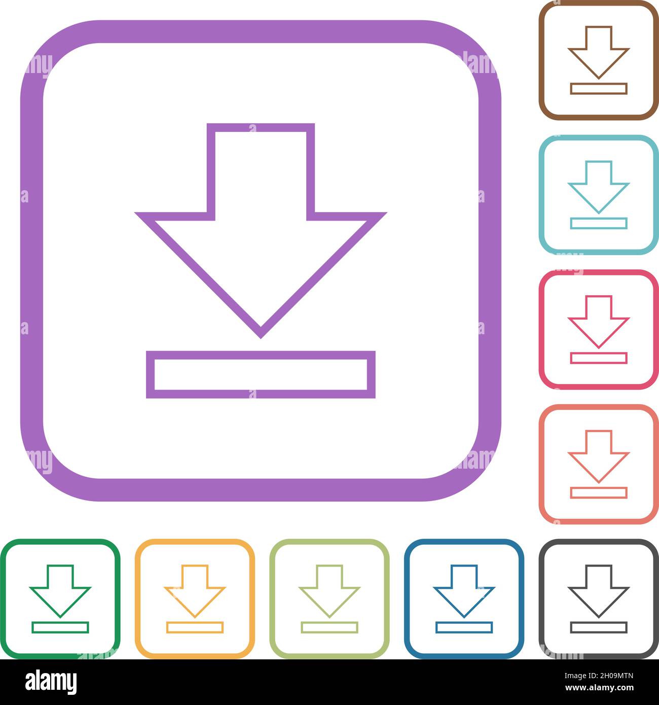 Download outline simple icons in color rounded square frames on white ...
