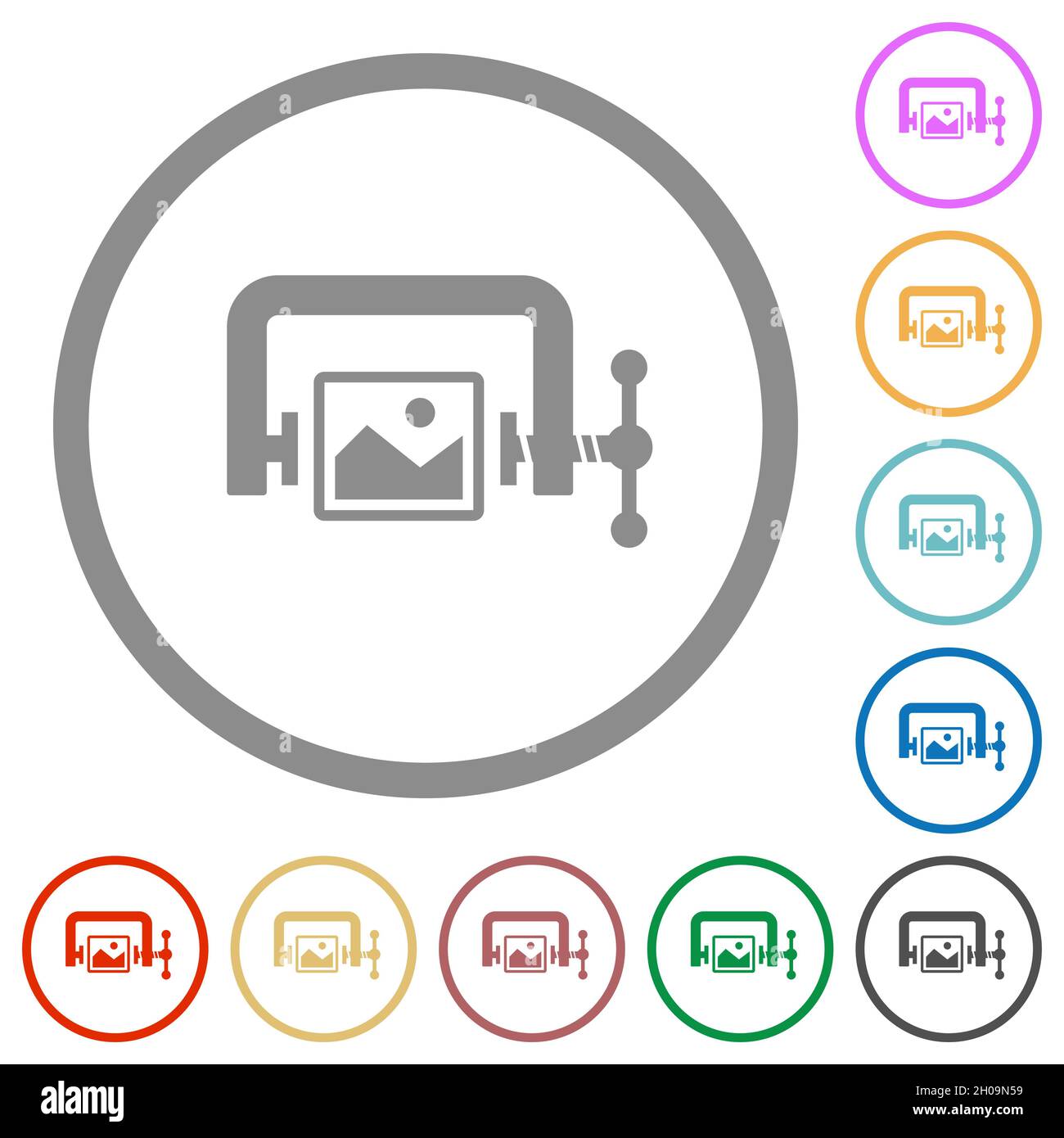 Image compression solid flat color icons in round outlines on white ...