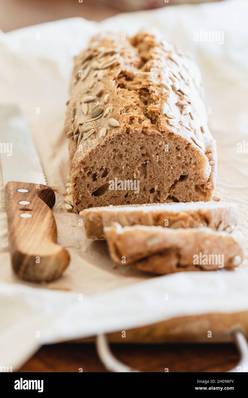 Homemade multigrain loaf of bread Stock Photo Alamy