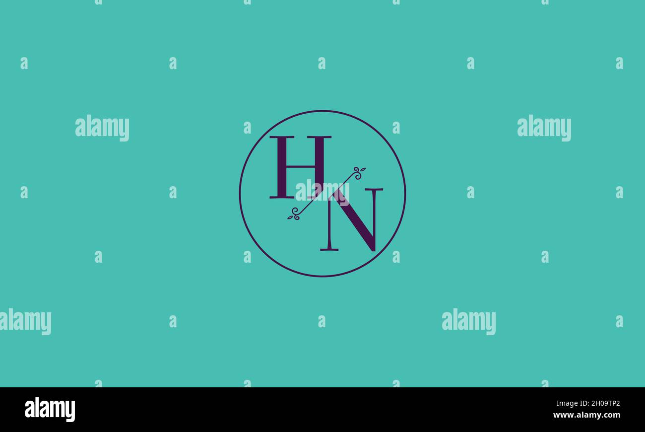 LETTERS HN LOGO DESIGN WITH NEGATIVE SPACE EFFECT FOR ILLUSTRATION USE Stock Vector