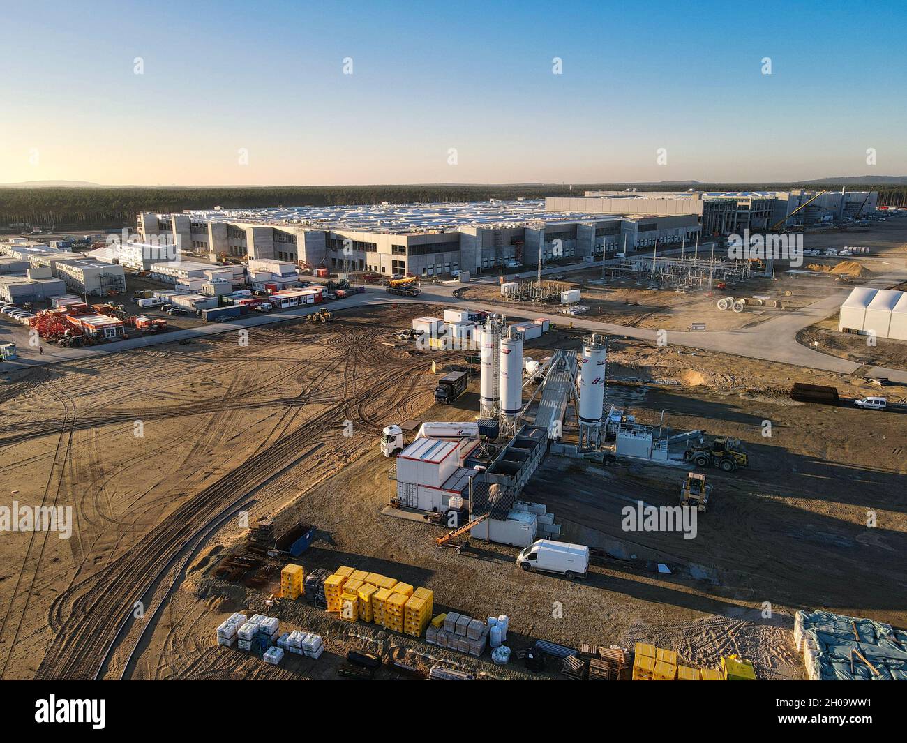 Tesla gigafactory construction site in Germany Stock Photo