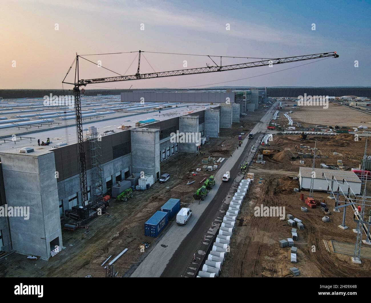 Tesla gigafactory construction site in Germany Stock Photo