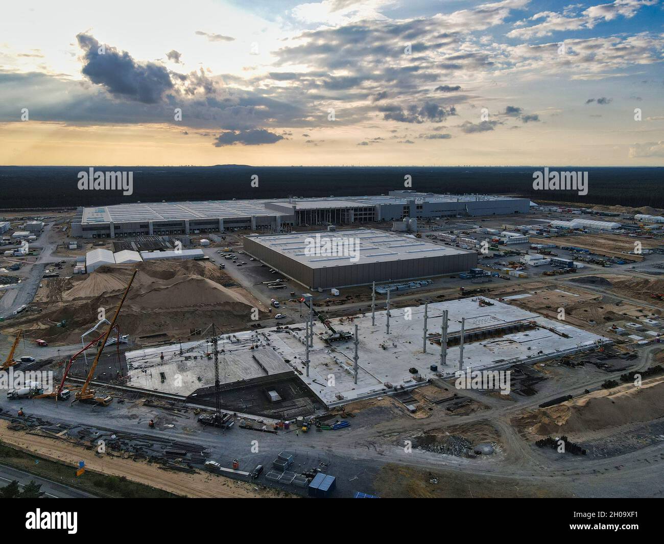 Tesla gigafactory construction site in Germany Stock Photo