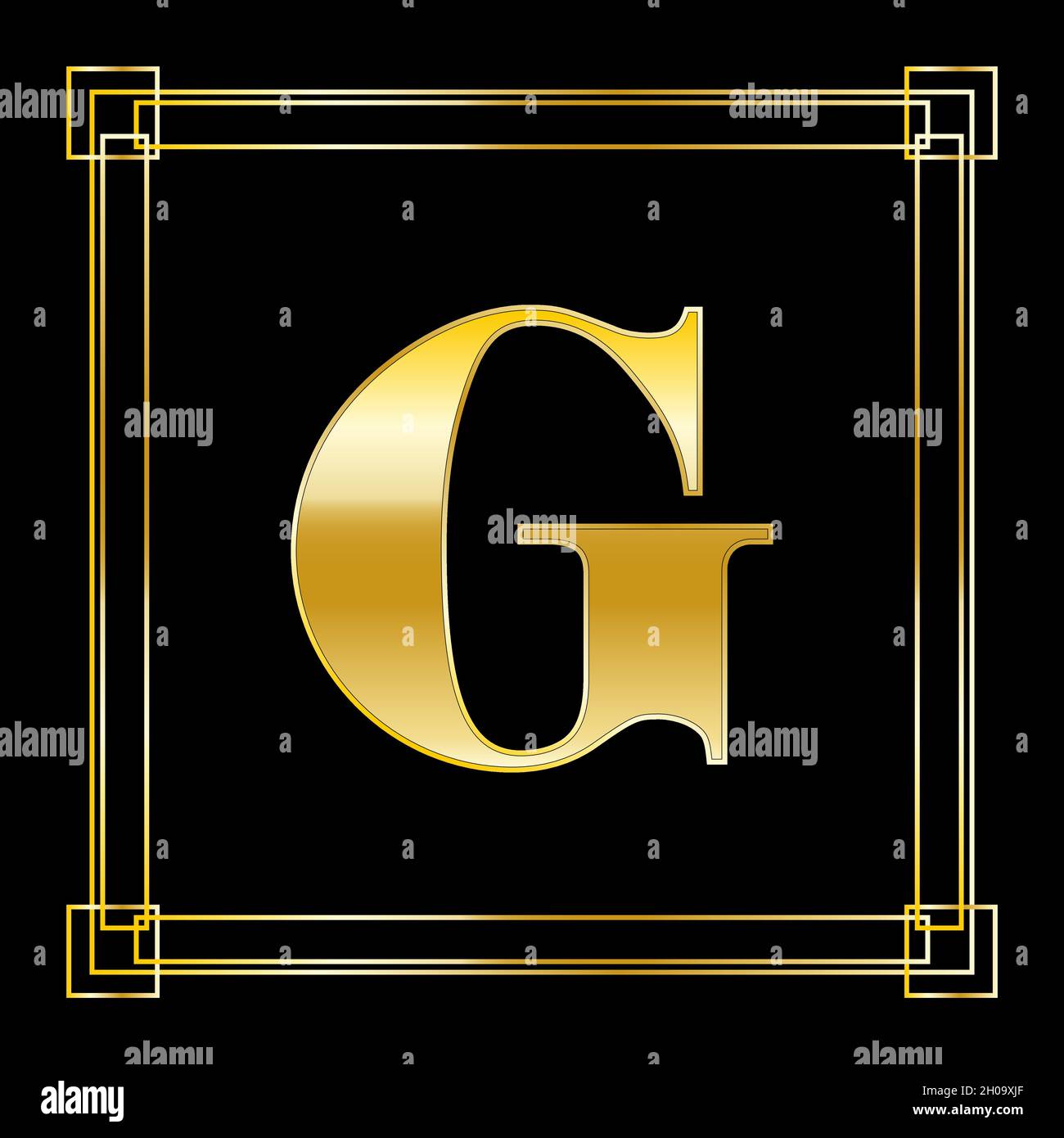 Letter G Logo Design With Square Ornament luxury golden design vector