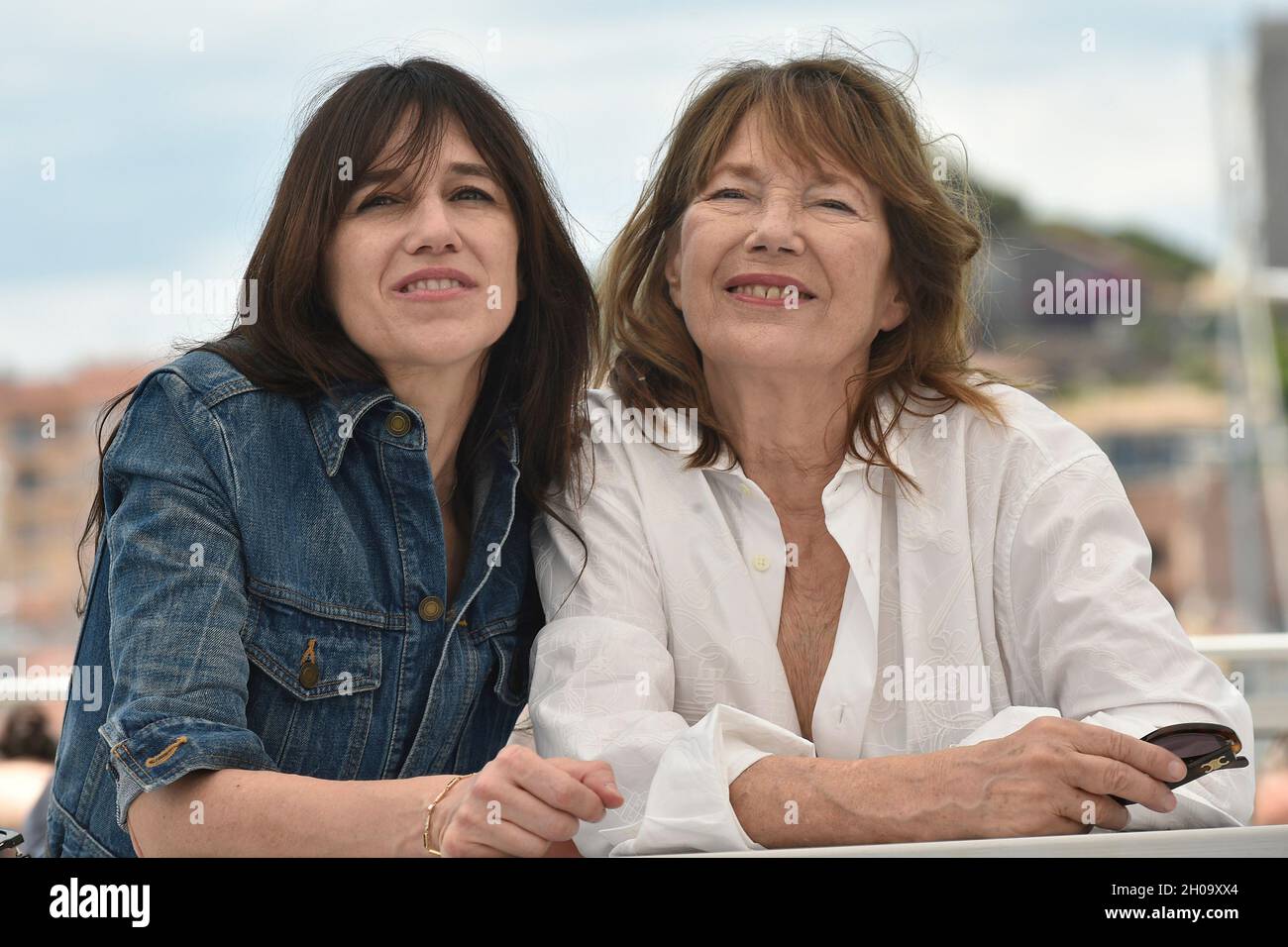74th edition of the Cannes Film Festival: Jane Birkin and Charlotte Gainsbourg posing during a photocall for the film “Jane by Charlotte” (French: “Ja Stock Photo