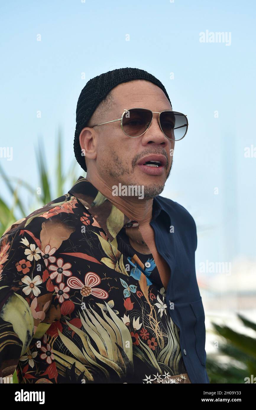74th edition of the Cannes Film Festival: actor JoeyStarr posing during a photocall for the film “Cette musique ne joue pour personne”, directed by Sa Stock Photo