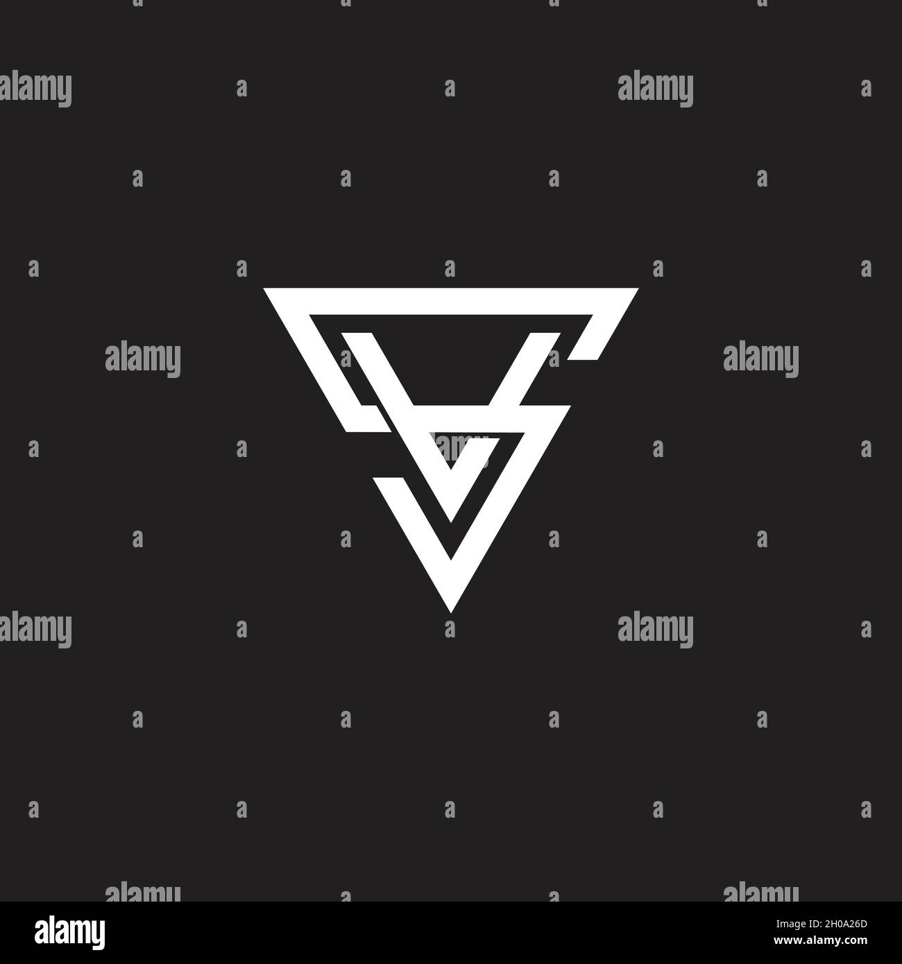 letter sv overlapping triangle line flat 3d design logo vector Stock Vector