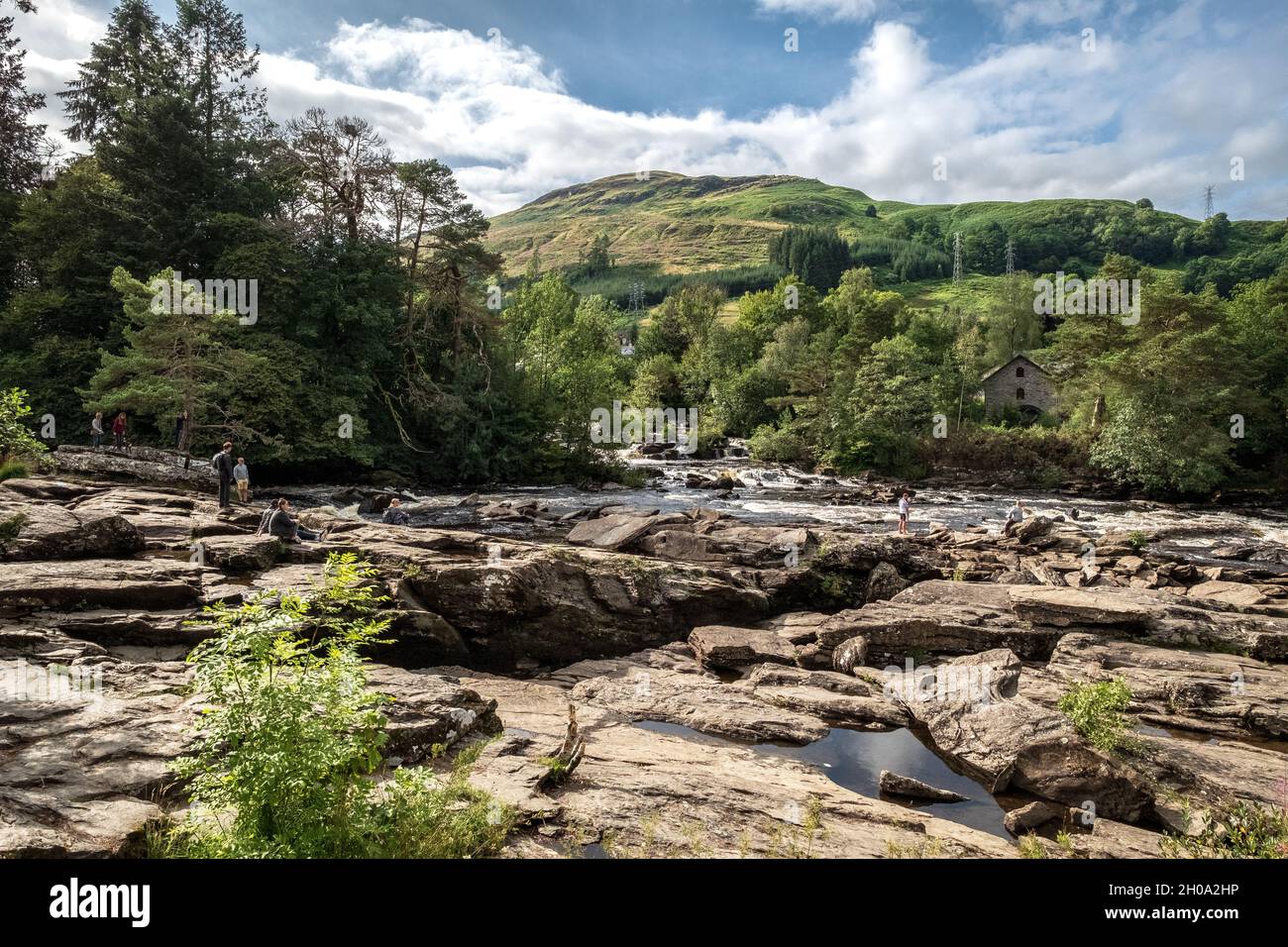 The Falls of Dochart, on the River Dochart, just outside the village of Killin, Stirlingshire, Scotland Stock Photo