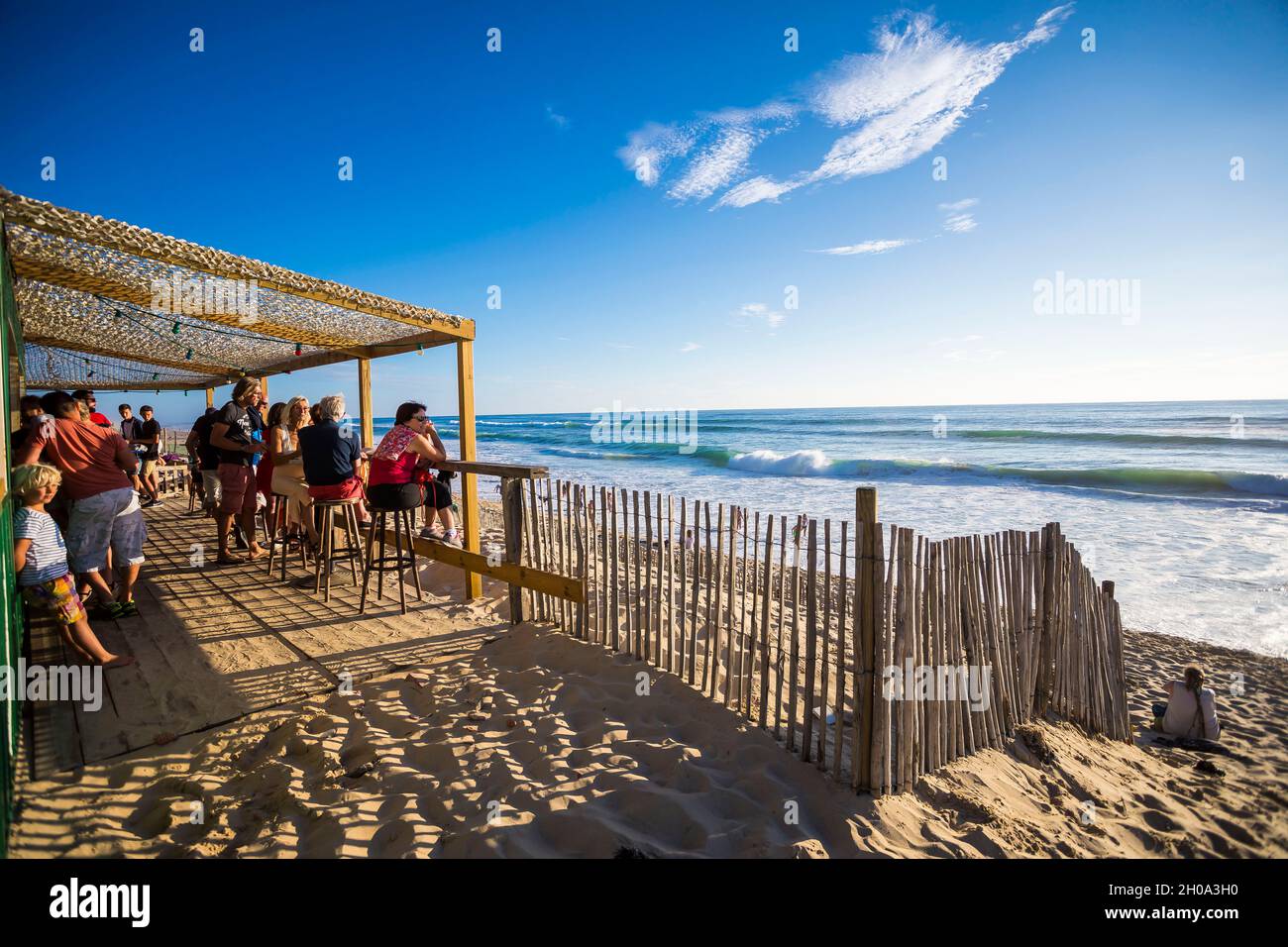 Biscarrosse Plage (south western France): terrace of the bar and restaurant 'La Playa Stock Photo