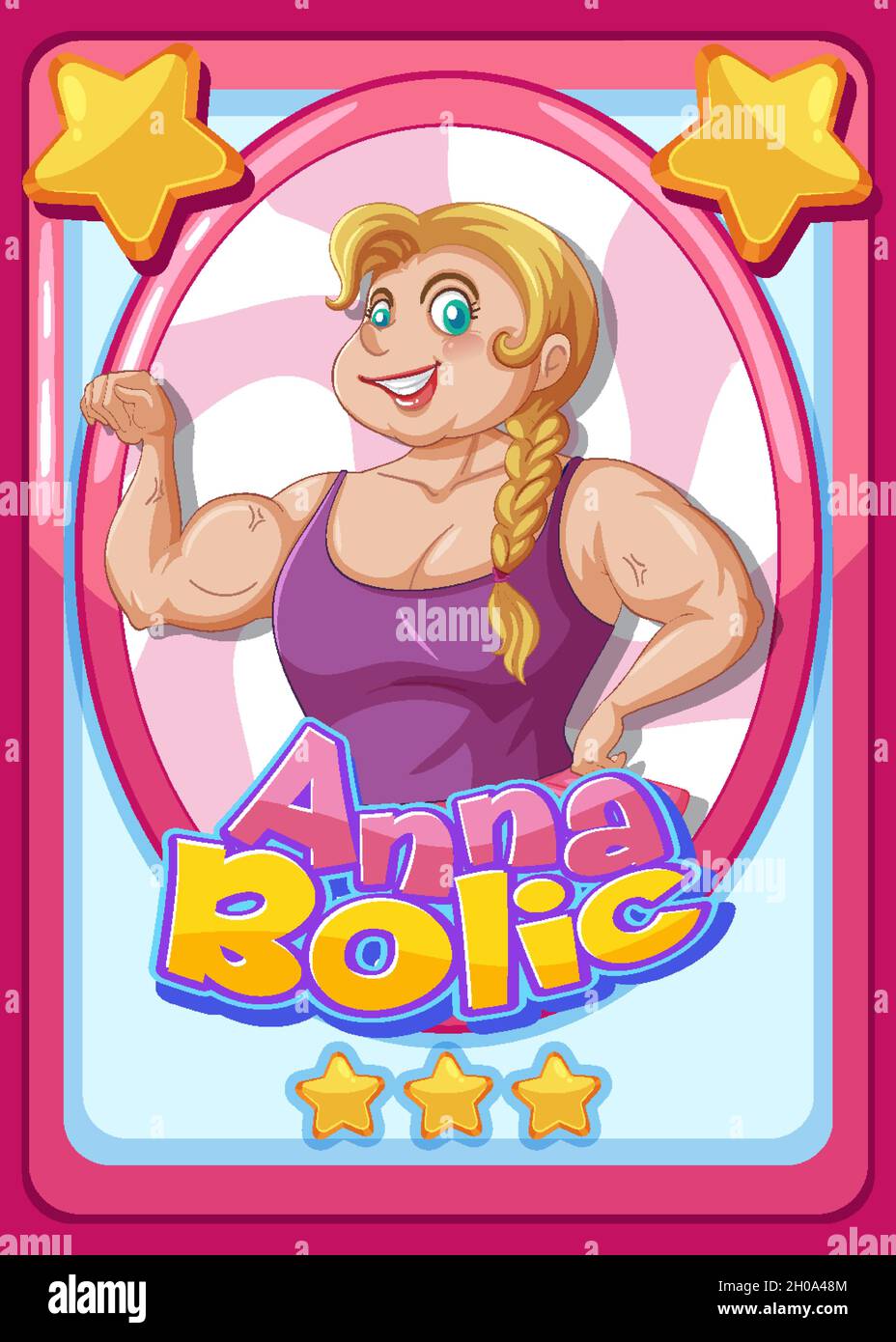 Character game card template with word Anna Bolic illustration Stock Vector