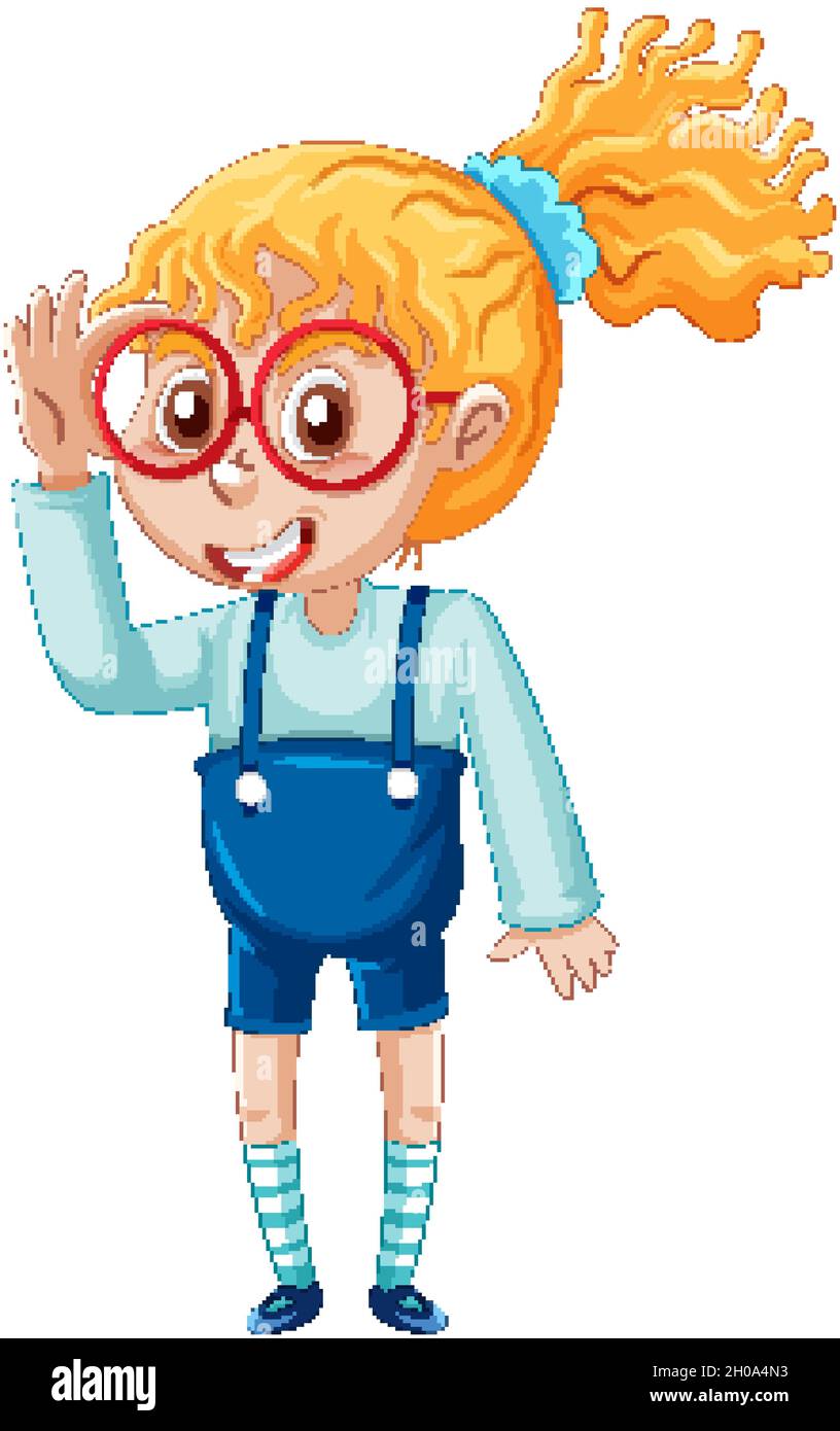 Nerdy girl cartoon character on white background illustration Stock Vector  Image & Art - Alamy