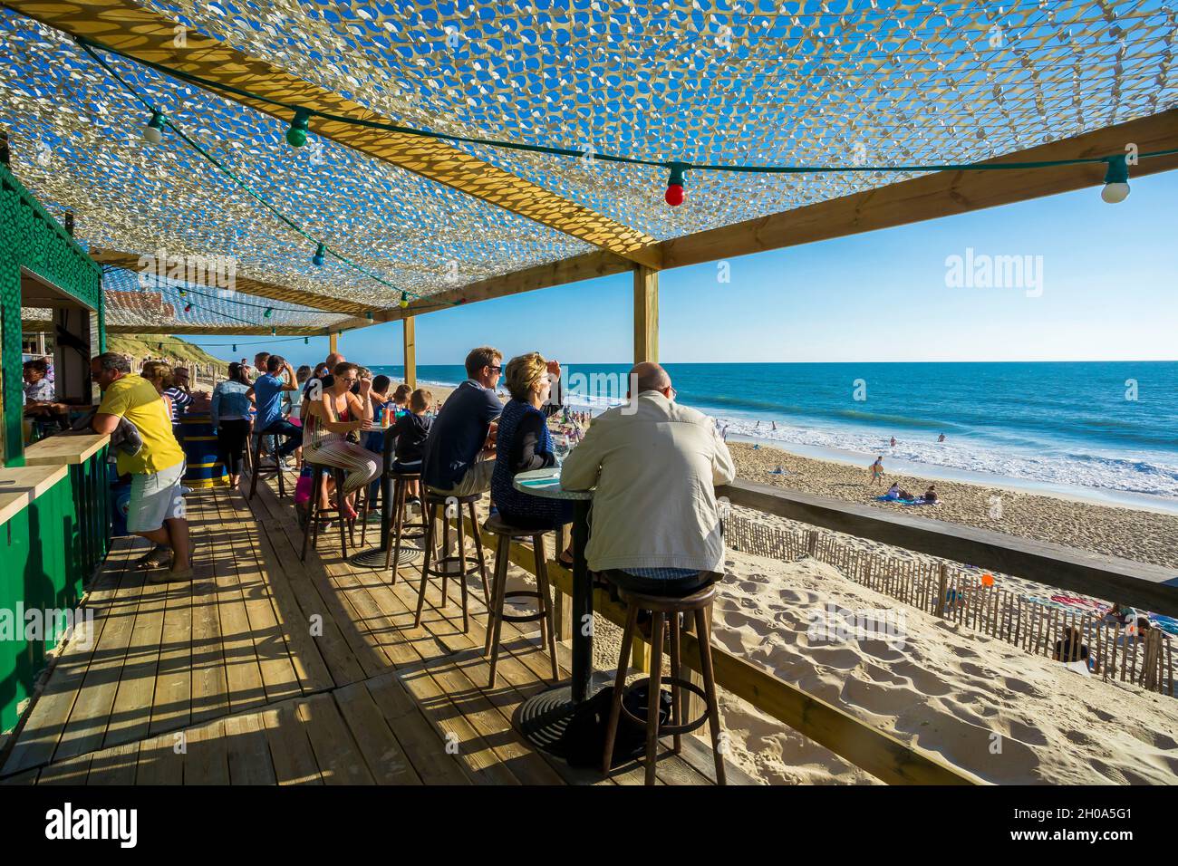 Biscarrosse Plage (south western France): terrace of the bar and restaurant 'La Playa Stock Photo