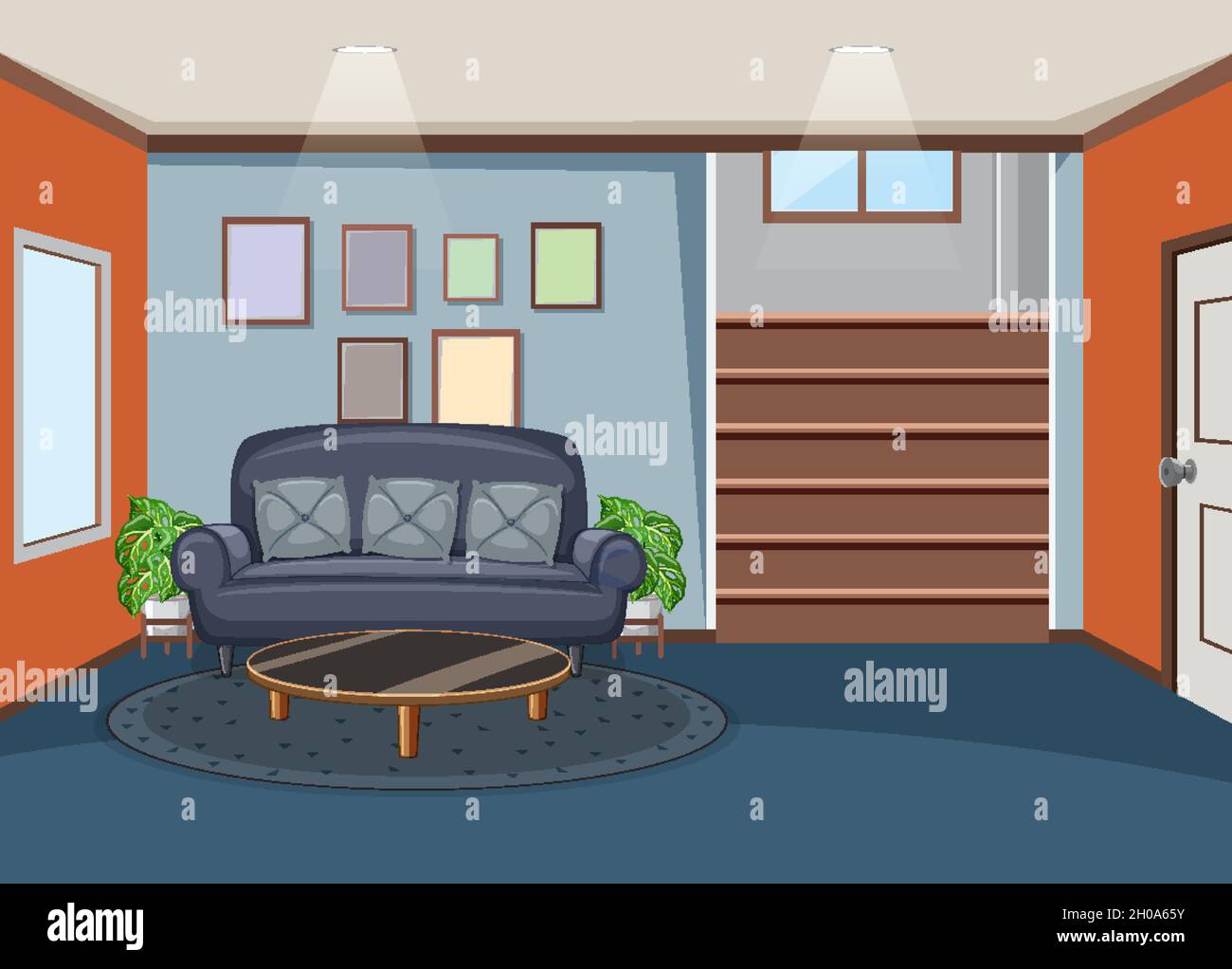 Living room interior design with furnitures illustration Stock Vector ...