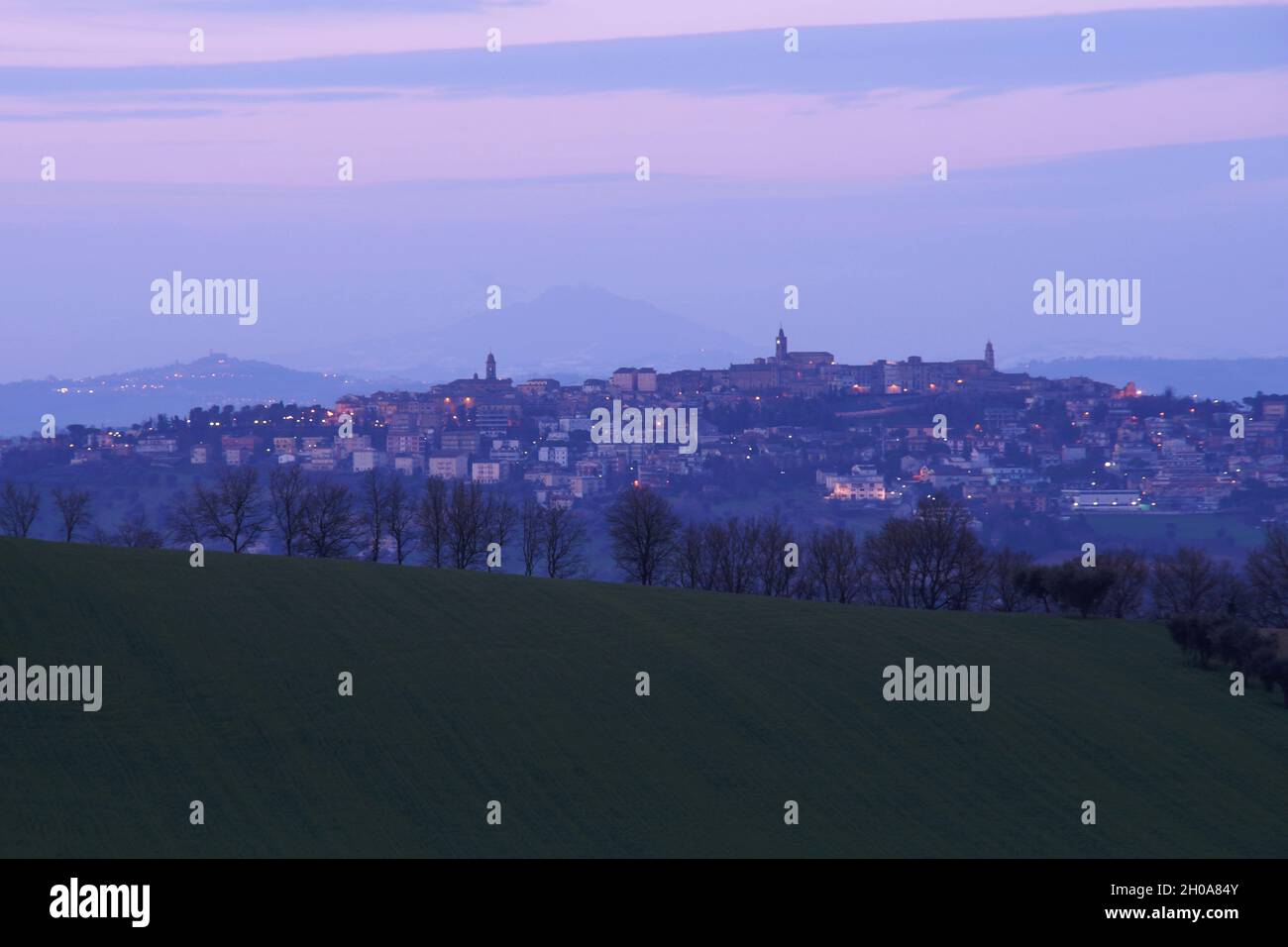 Sunrise, Landscape, View of Corridonia, Marche, Italy, Europe Stock Photo