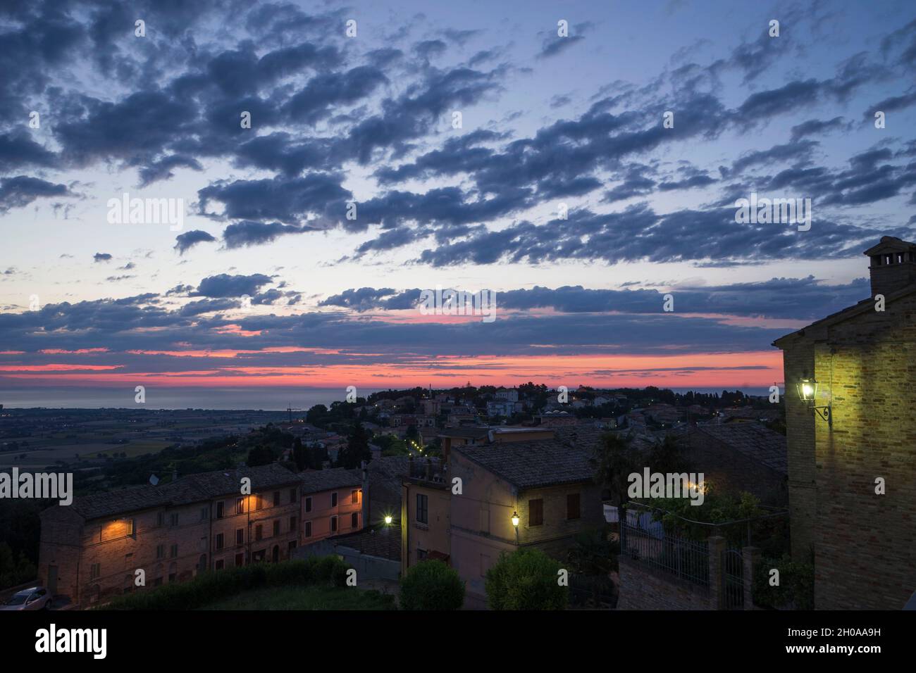 Sunrise from Potenza Picena , Marche, Italy, Europe Stock Photo
