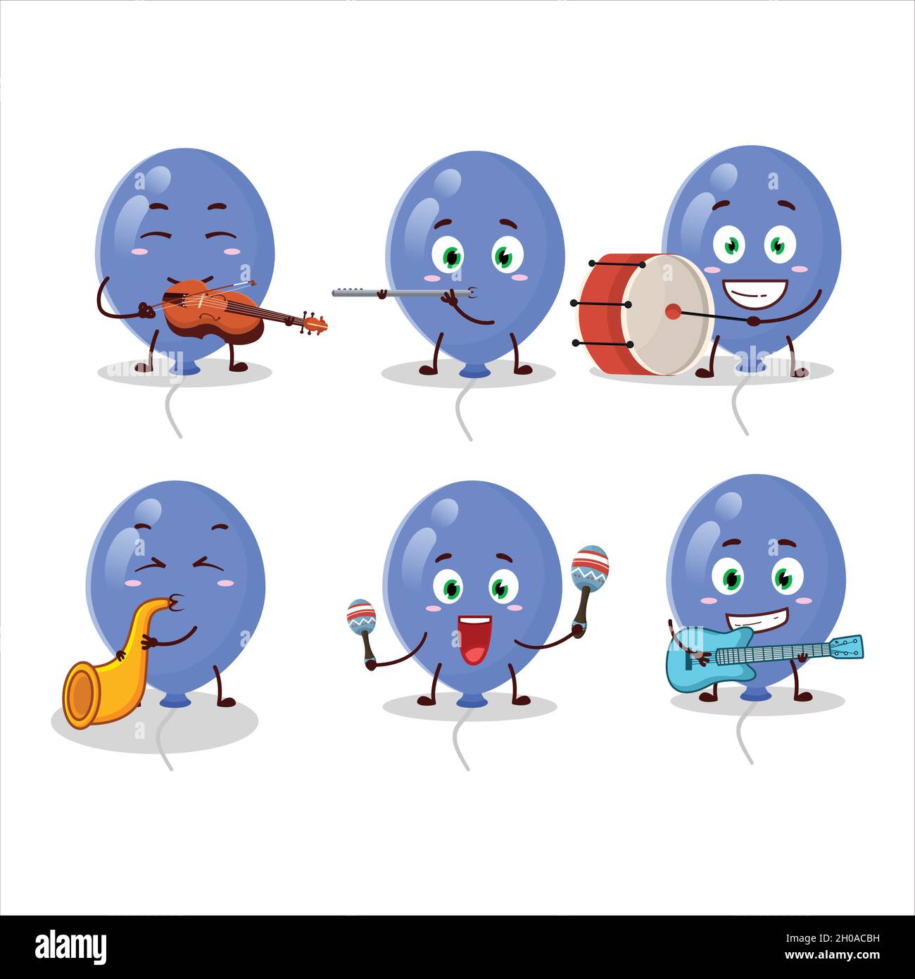 Blue Cartoon Instruments Cartoon character of blue balloons playing some musical instruments ...