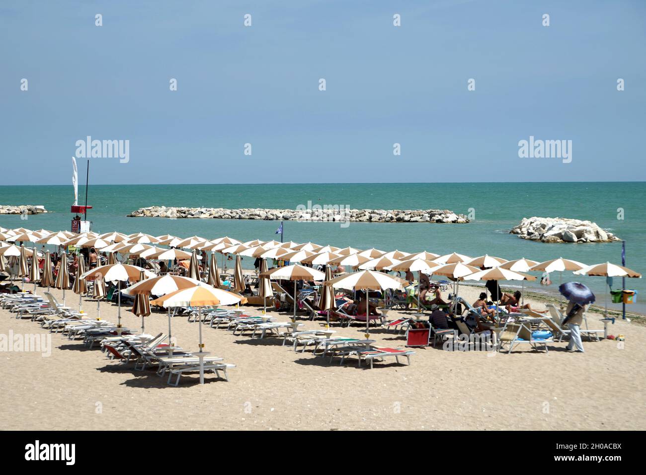 Beach, Porto Potenza Picena, Marche, Italy, Europe Stock Photo