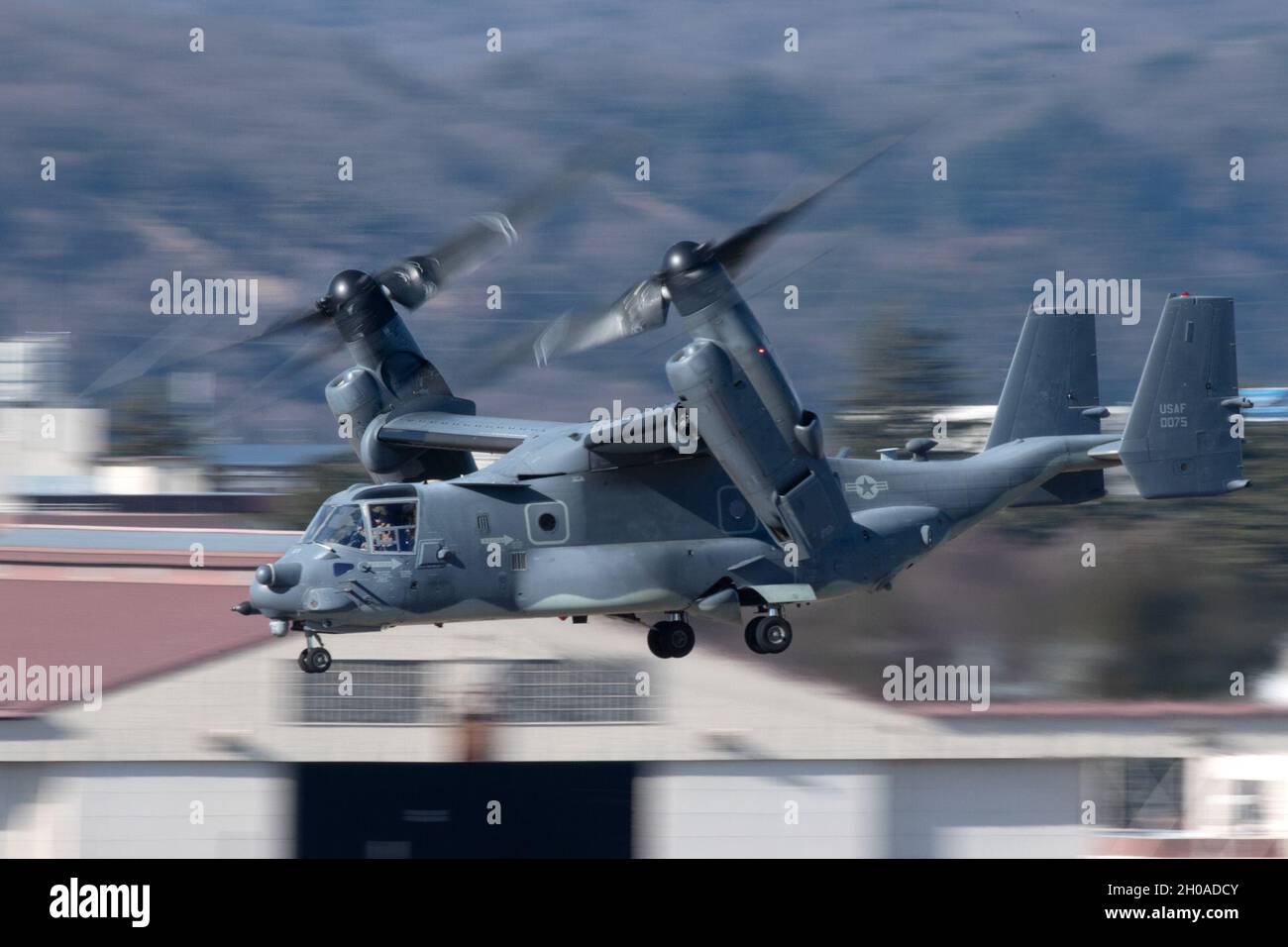 A CV-22 Osprey assigned to the 21st Special Operations Squadron takes ...