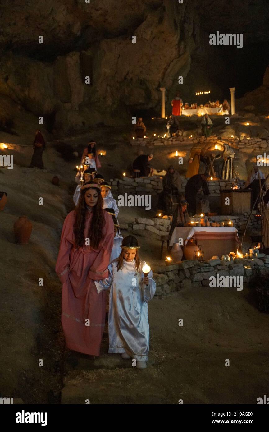 Living Nativity, Genga, Marche, Italy, Europe Stock Photo
