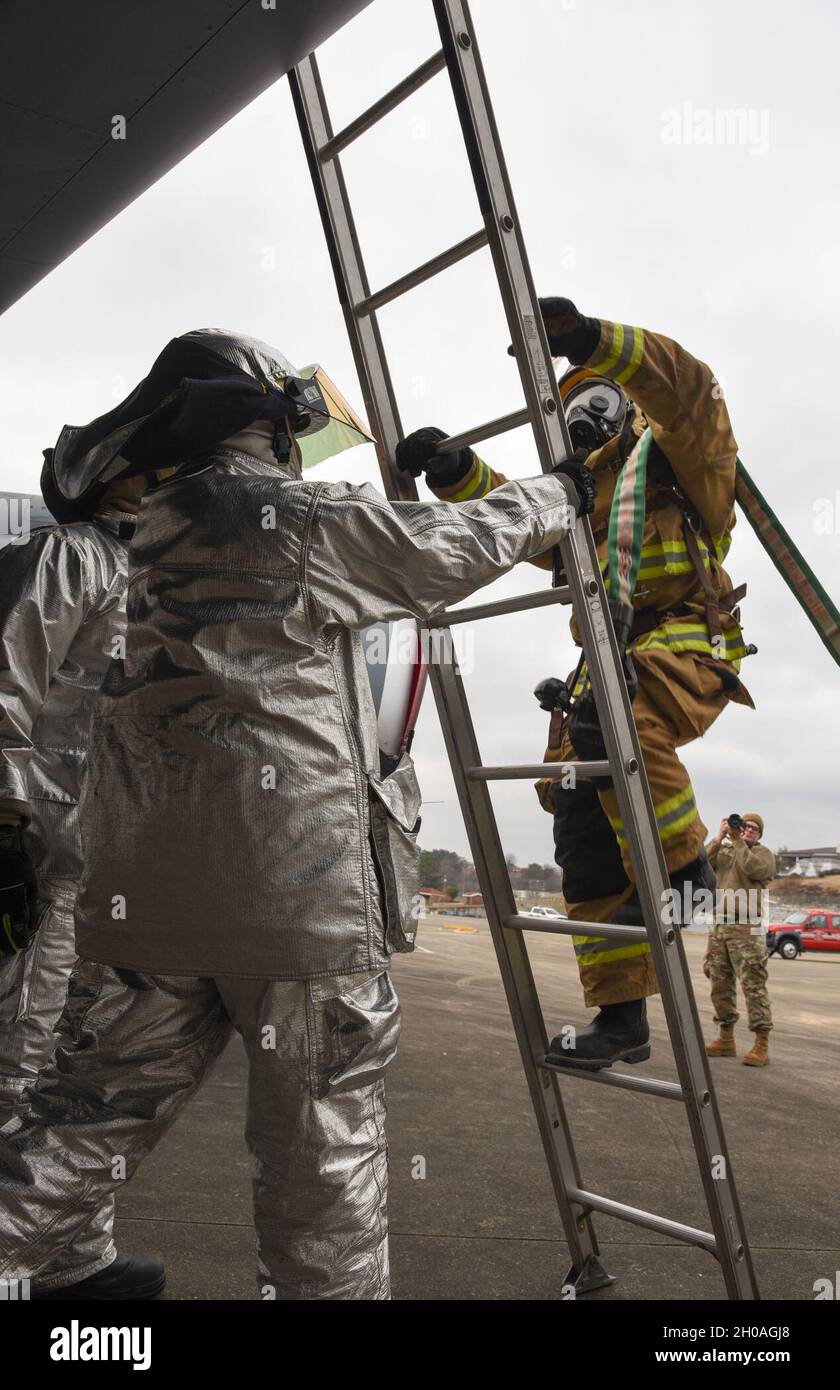 Fire protection specialists from the 117th Civil Engineering Flight