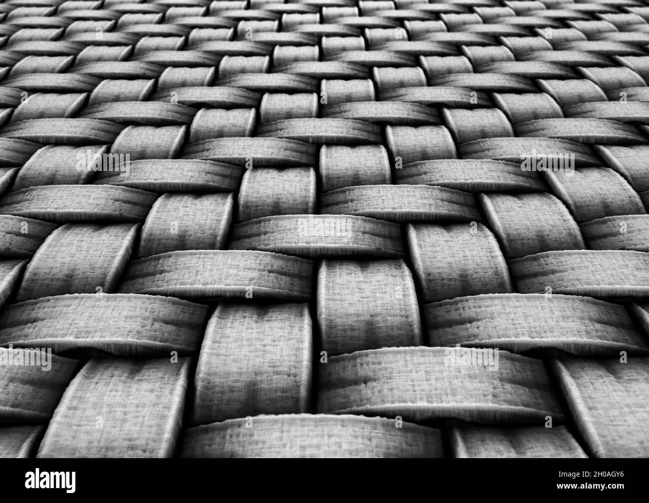 A microscopic view of a simple woven textile - 3D render Stock Photo