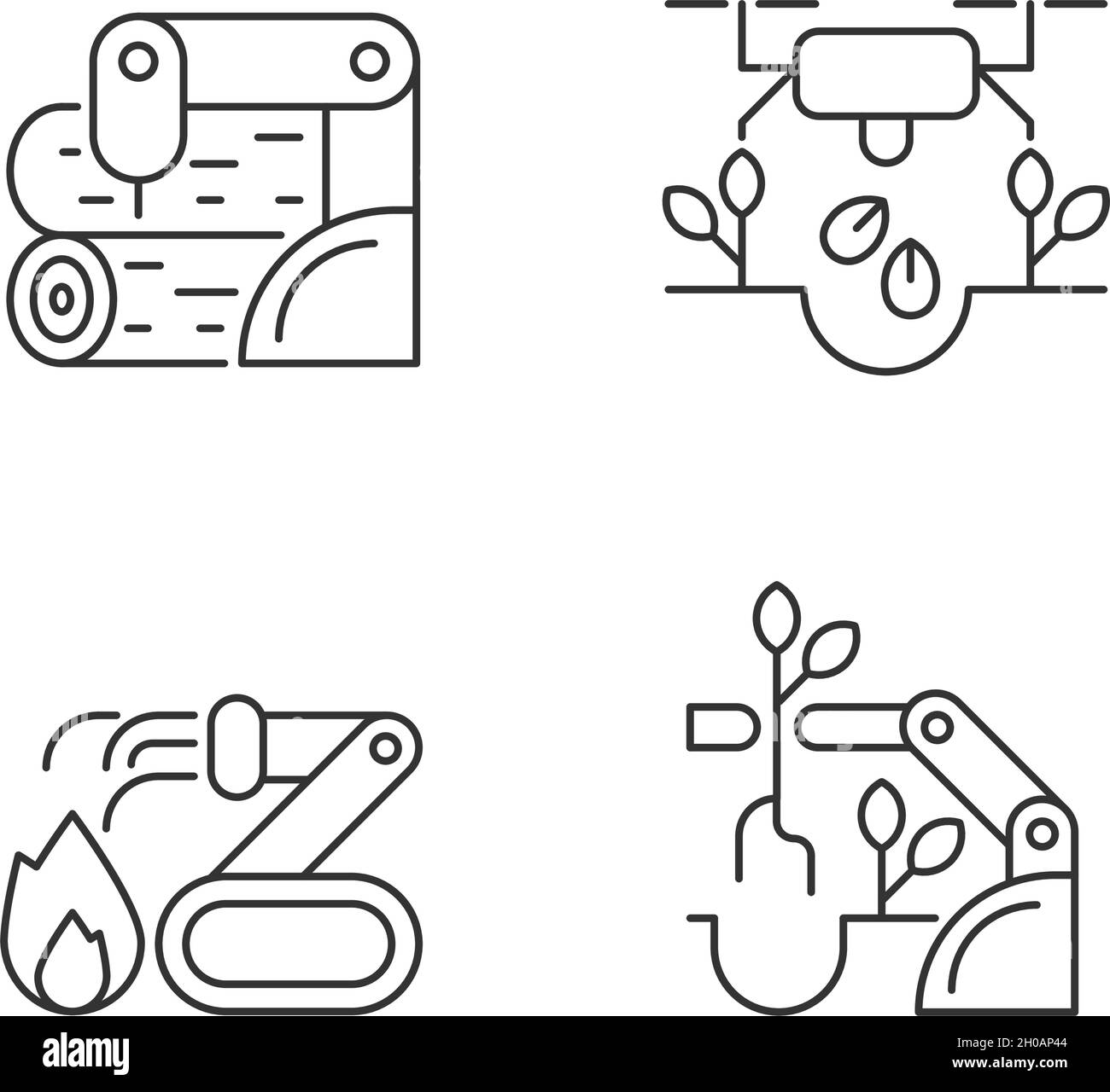 Automation for wellbeing linear icons set Stock Vector