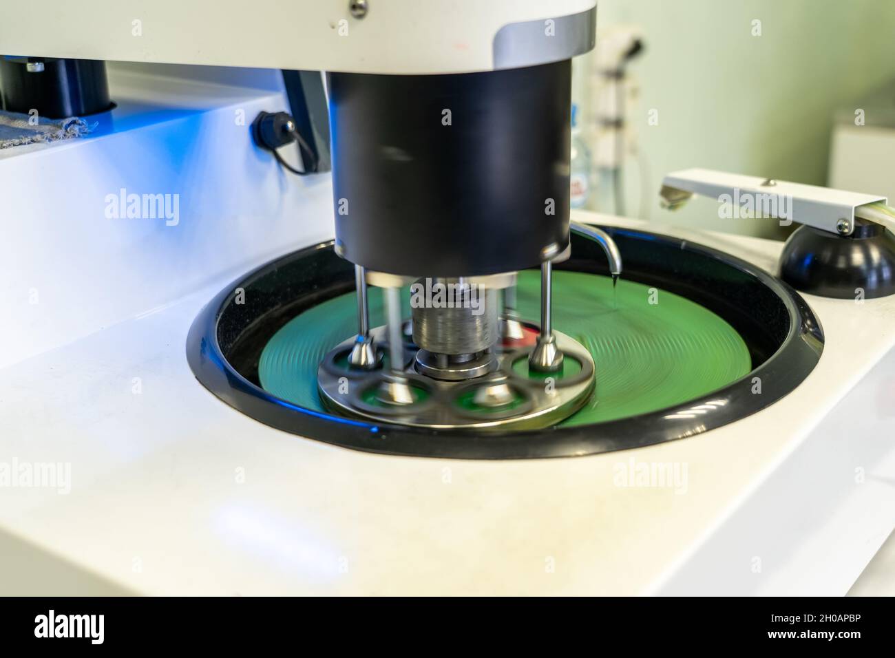 Laboratory test equipment for testing metal and iron samples in metallurgical plant lab Stock