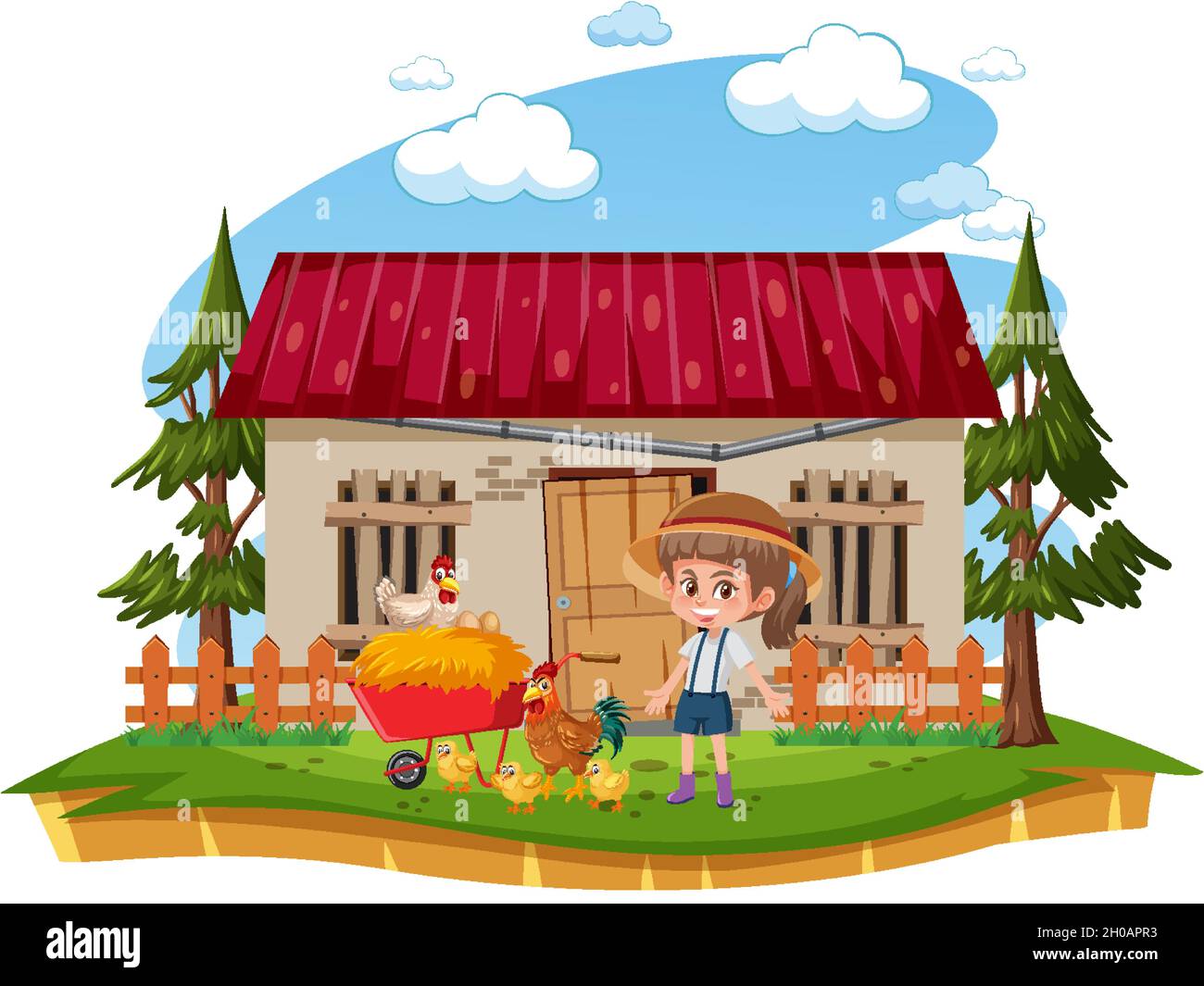 Farmer at the rural old farm house illustration Stock Vector Image ...