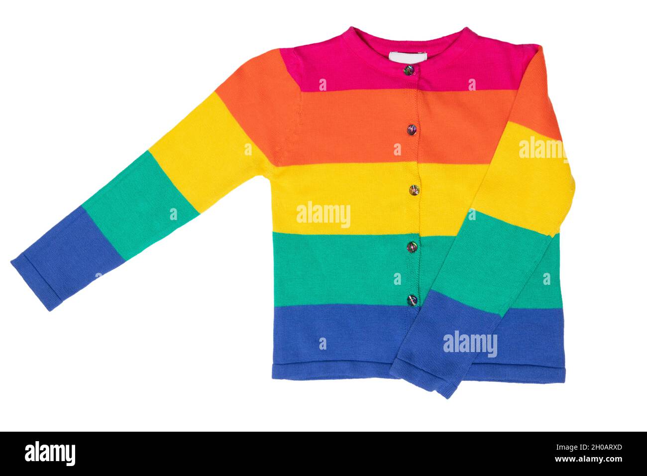 Boys clothes. A beautiful colorful striped little boy sweater or