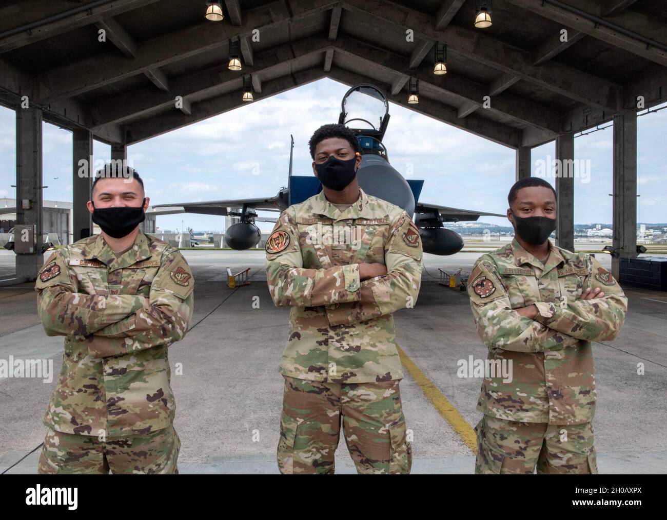 U.S. Air Force load crew members from the 44th Aircraft Maintenance ...