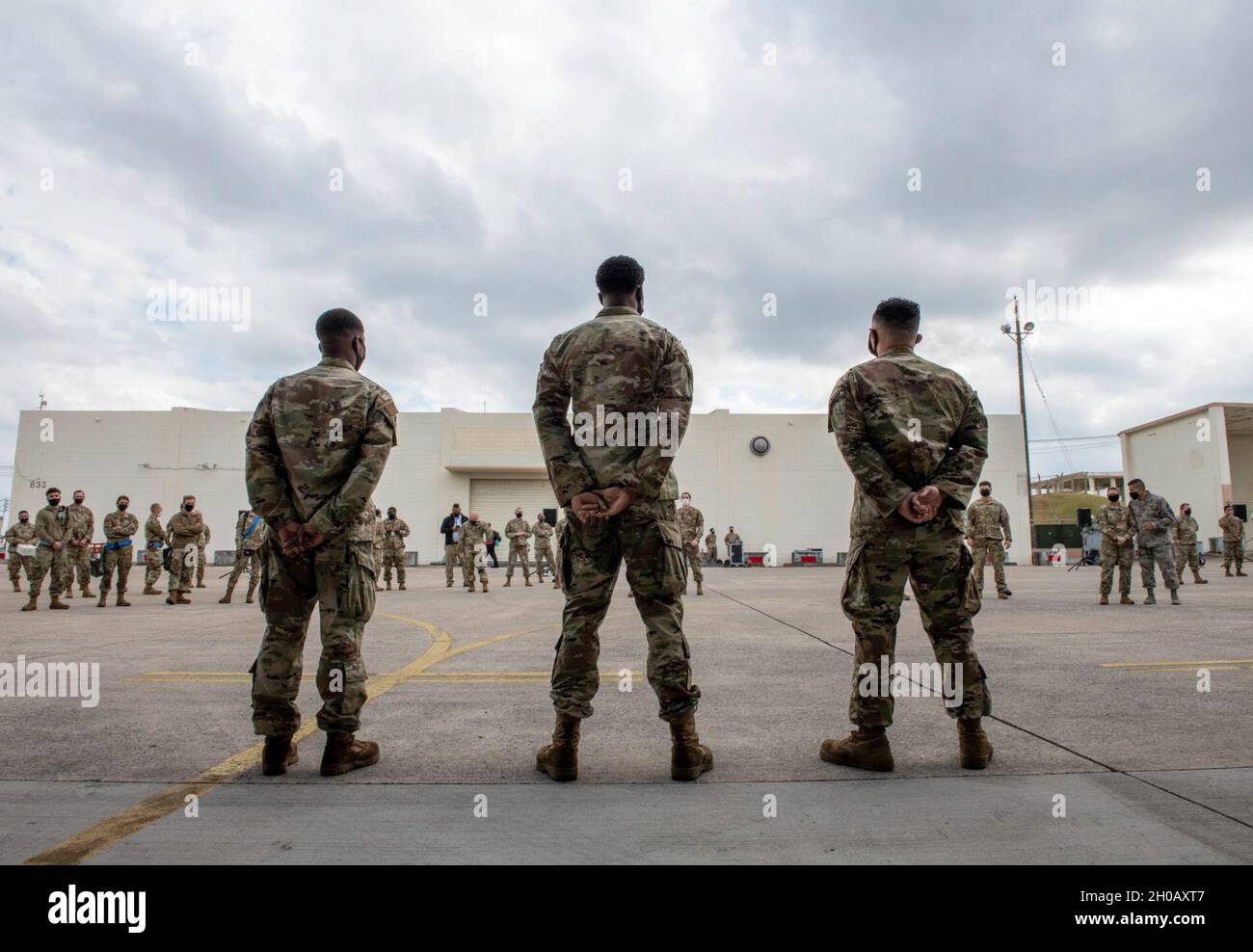 U.S. Air Force load crew members from the 44th Aircraft Maintenance ...