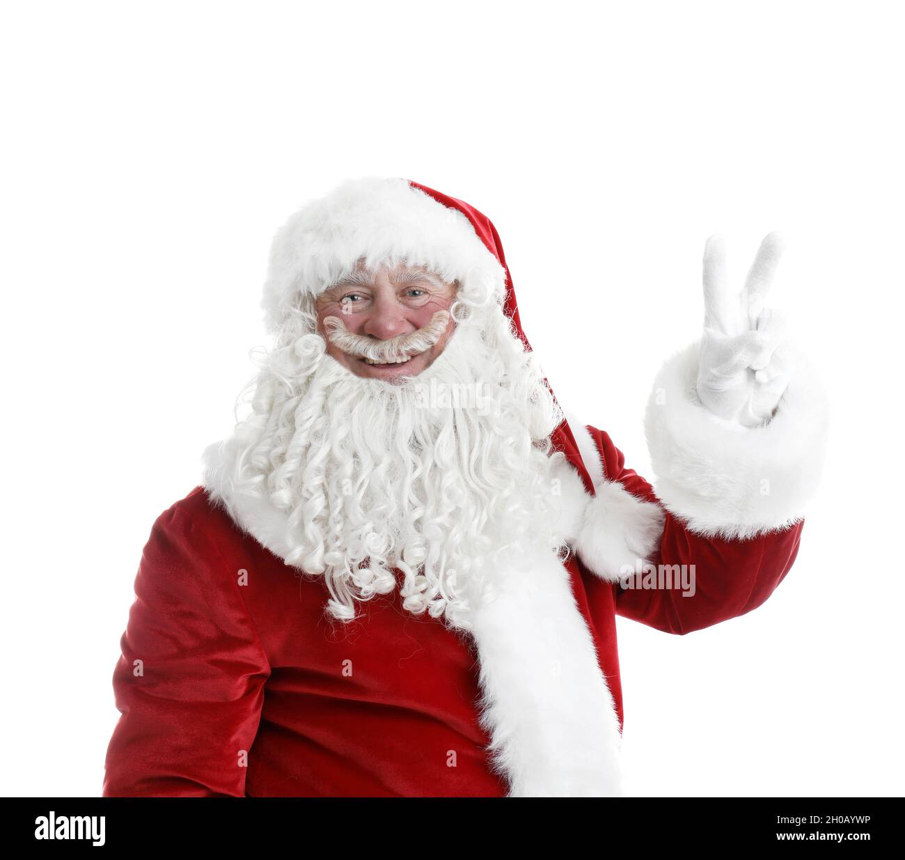 Portrait of authentic Santa Claus on white background Stock Photo - Alamy
