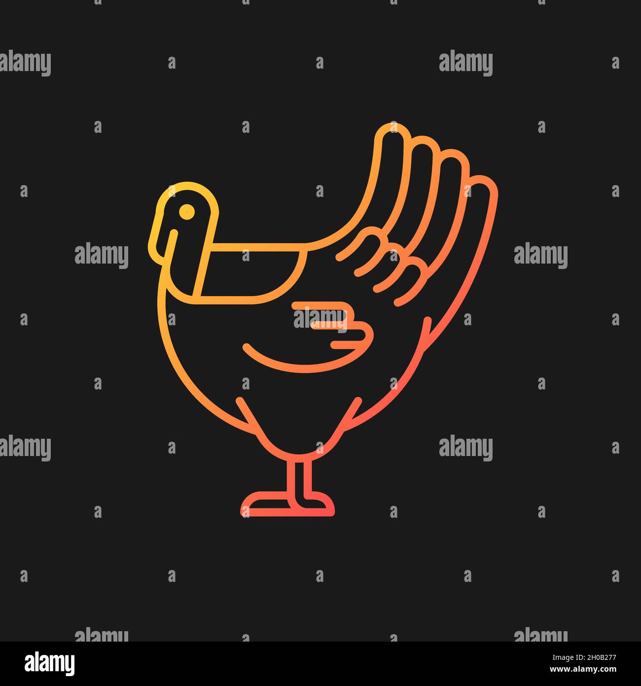 Male turkey gradient vector icon for dark theme Stock Vector