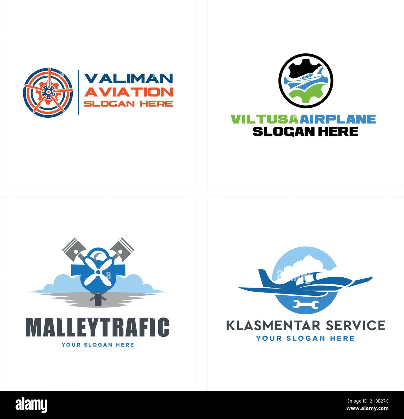 Modern service aviation airplane repair logo design Stock Vector