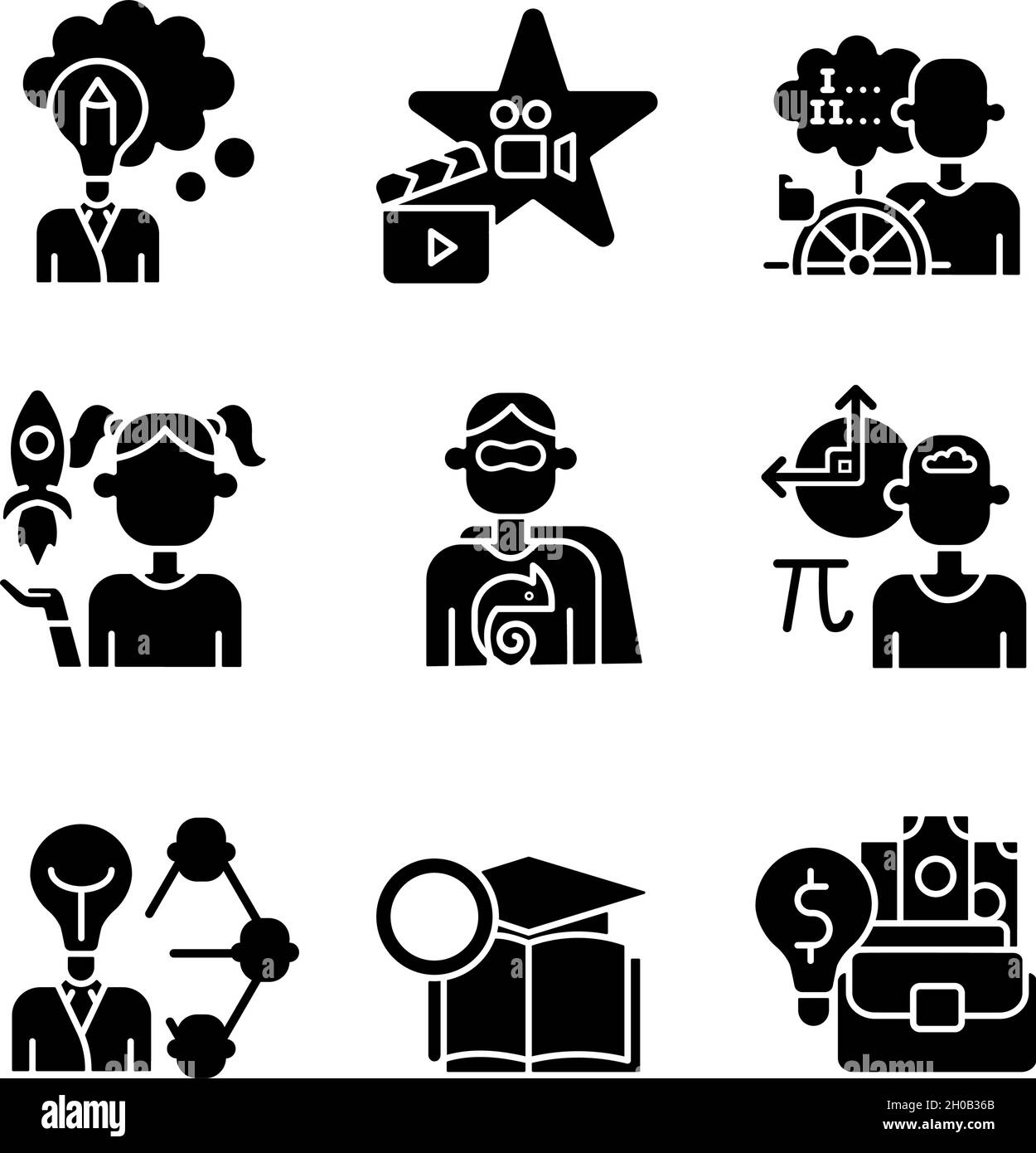 Vocation black glyph icons set on white space Stock Vector Image & Art ...