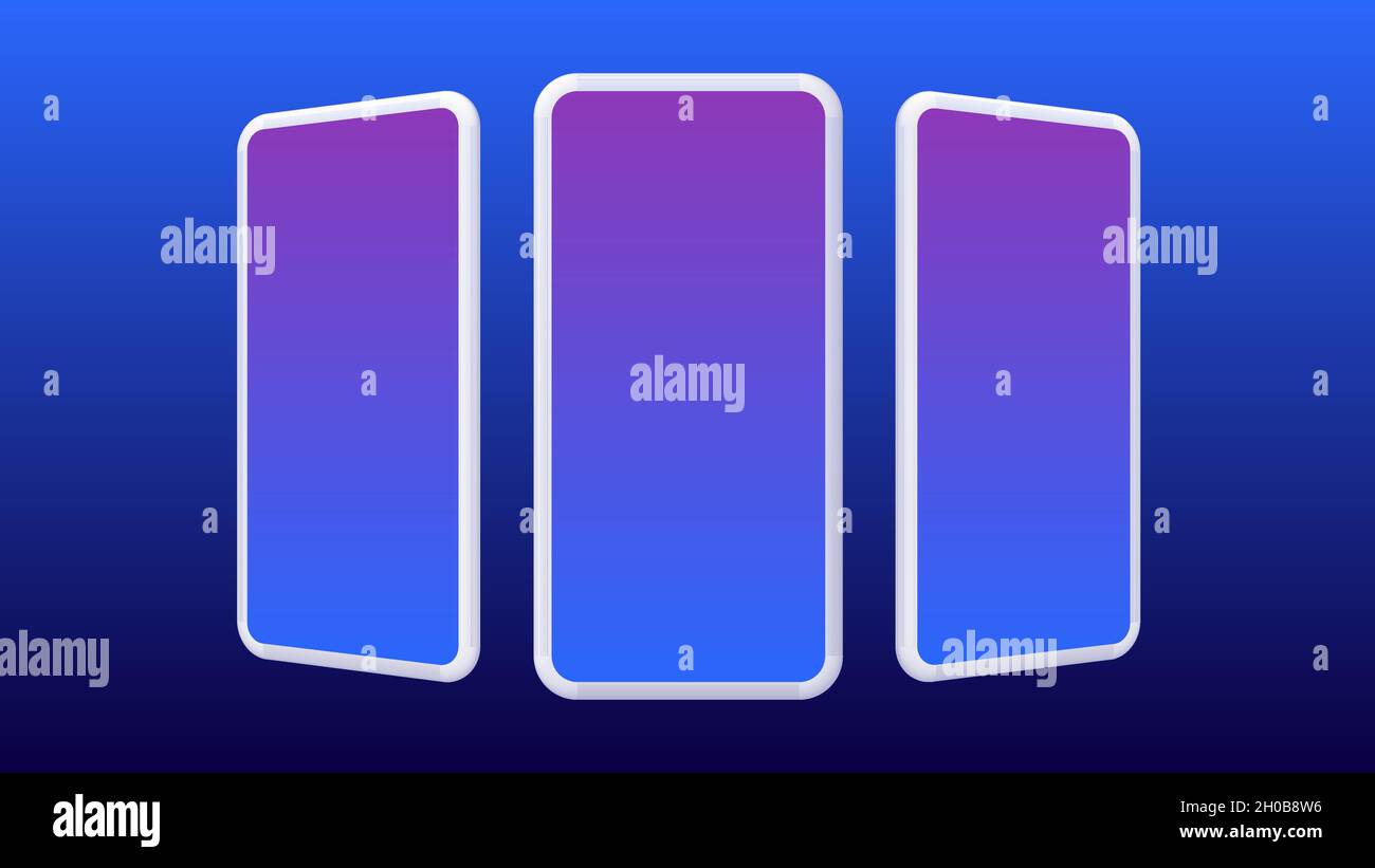 Graphic Smartphones Mockup. Isolated Elements on Gradient Background. Vector illustration Stock Vector