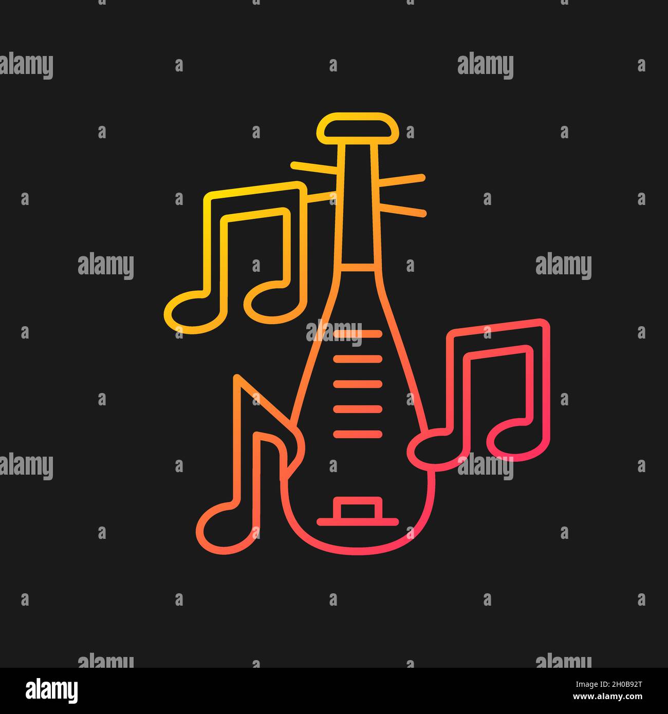Pipa instrument gradient vector icon for dark theme Stock Vector