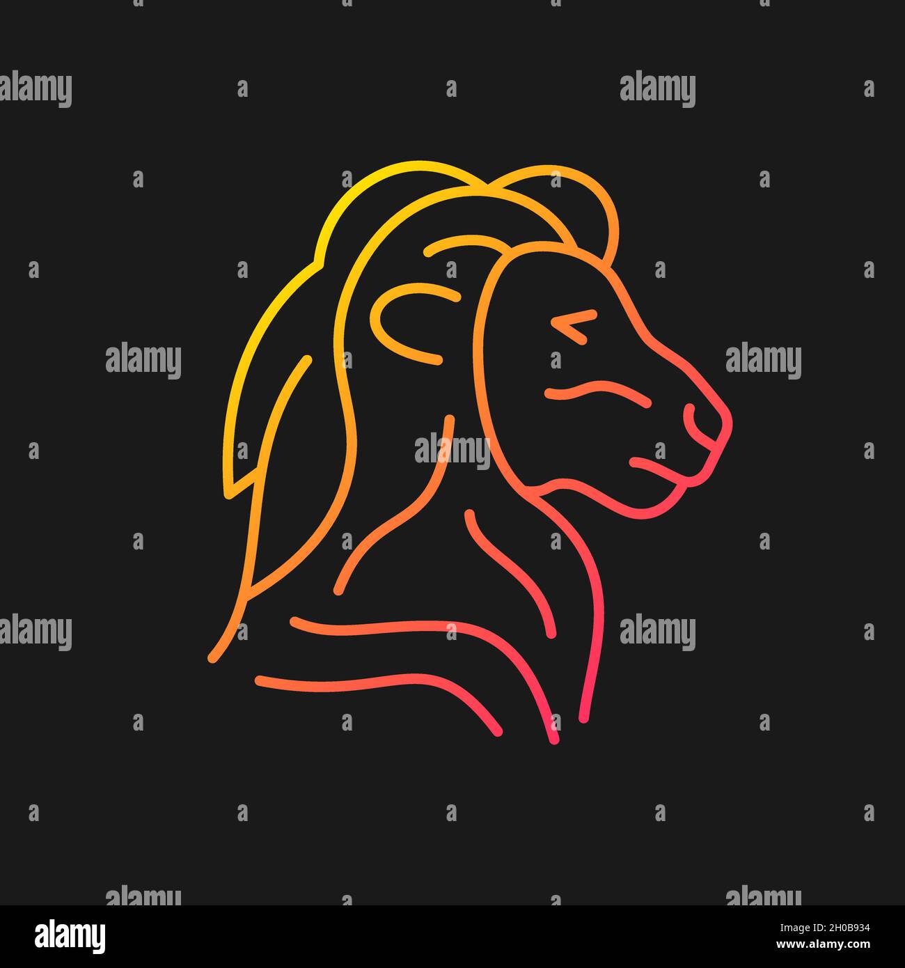 Lion head symbol gradient vector icon for dark theme Stock Vector