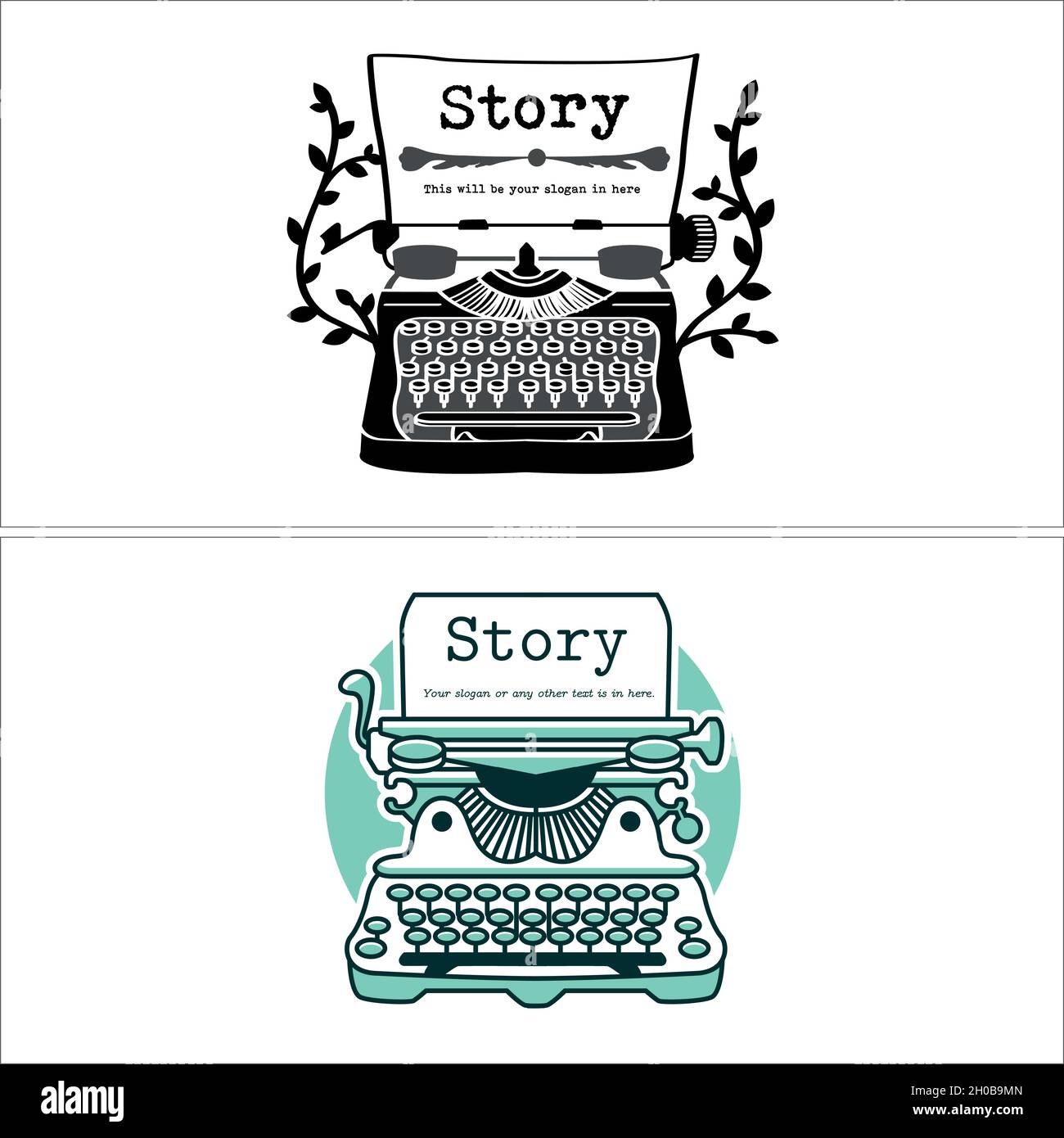 Set of Typewriter vector template logo design Stock Vector Image & Art