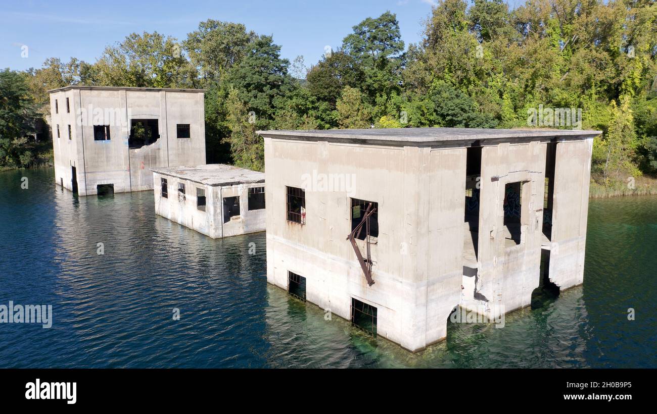 Abandoned quarry in Verplanck Hamlet in New York State, USA Stock Photo