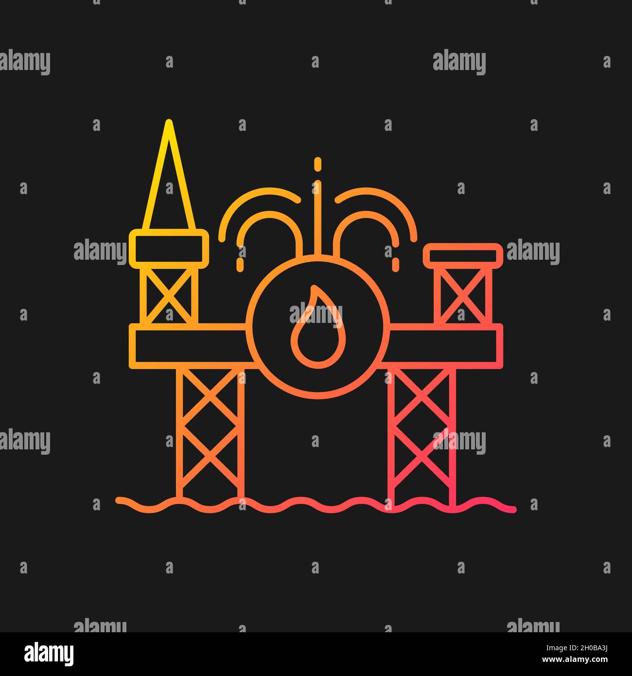 Offshore drilling gradient vector icon for dark theme Stock Vector