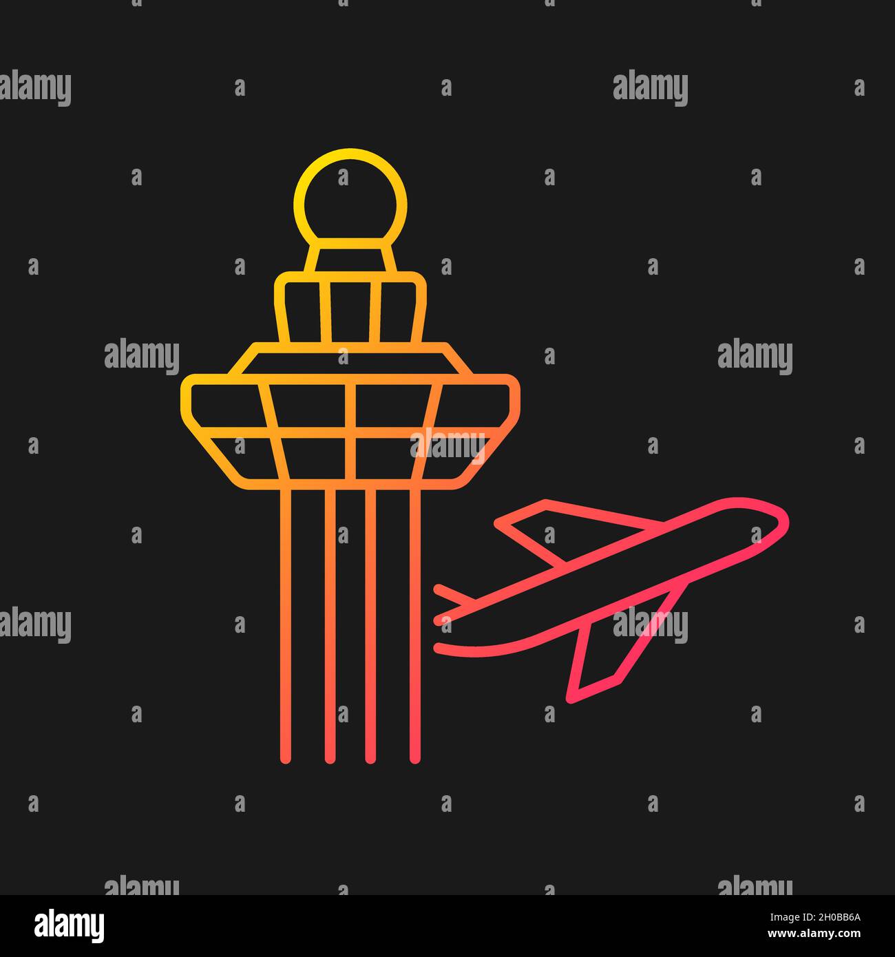 Changi airport control tower gradient vector icon for dark theme Stock Vector