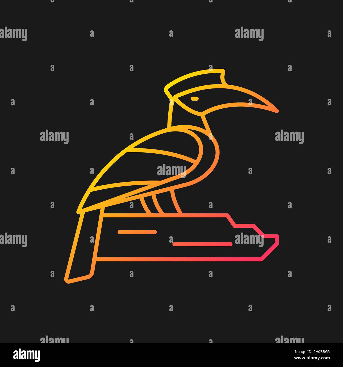 Hornbill gradient vector icon for dark theme Stock Vector
