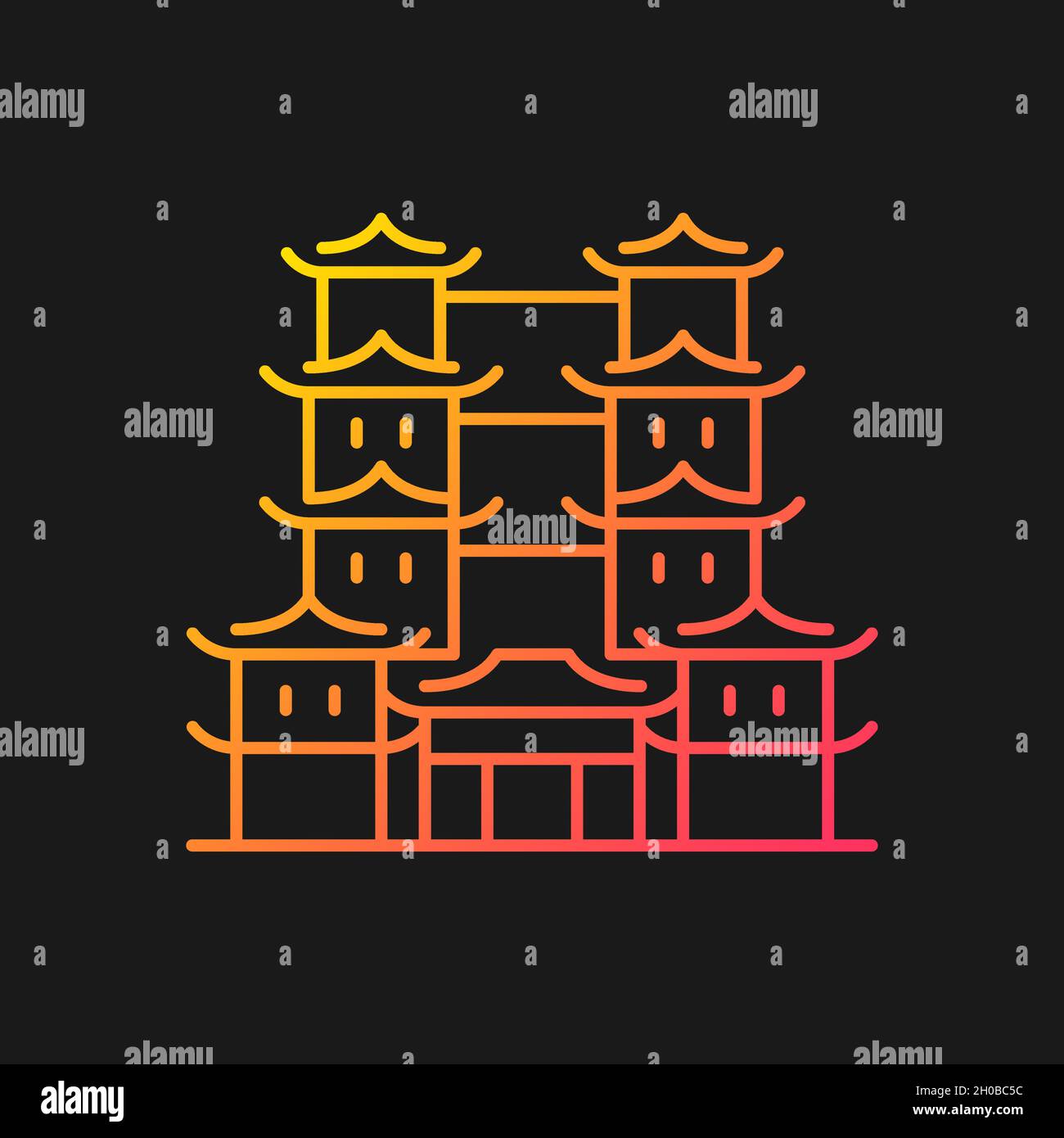Tooth relic temple gradient vector icon for dark theme Stock Vector