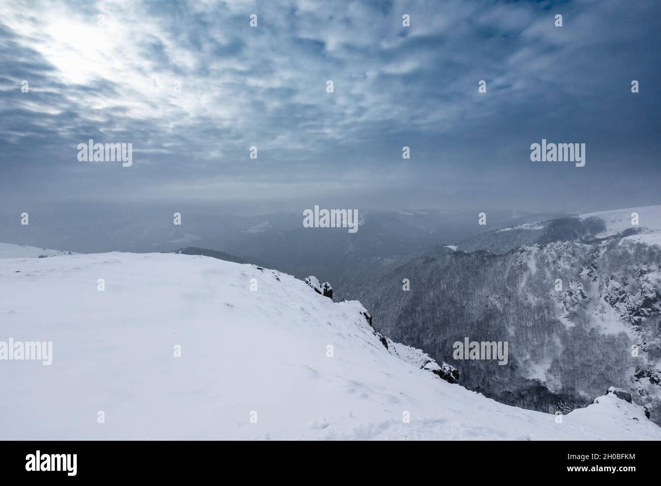 Snow covered Ridges, at the great Hohneck, Vosges, France Stock Photo