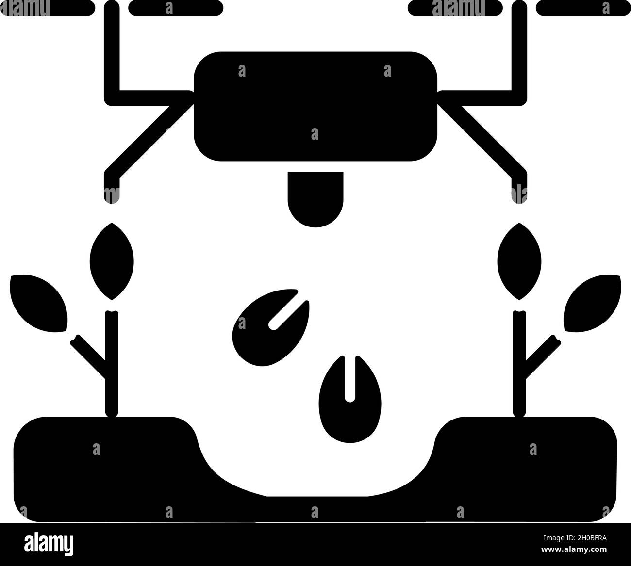 Drones for planting black glyph icon Stock Vector