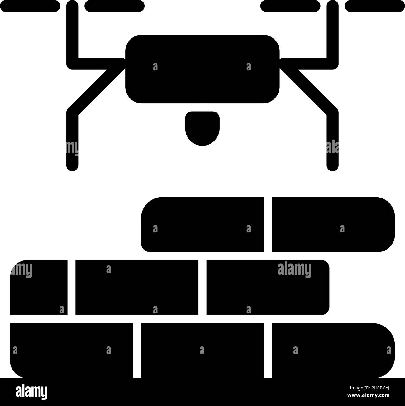 Drones for construction black glyph icon Stock Vector Image & Art - Alamy